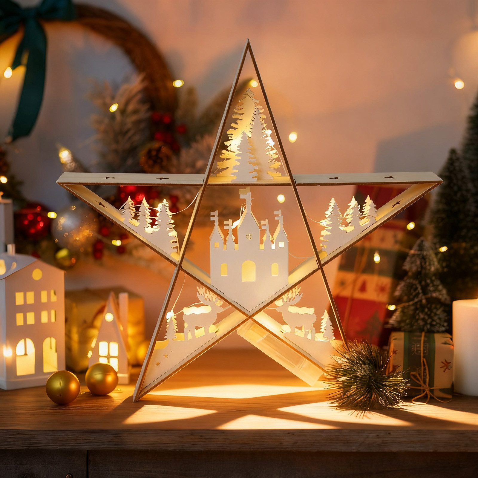 Salcar LED-Lichterkette LED Stern Weihnachten Deko Licht Weihnachtsbeleucht günstig online kaufen