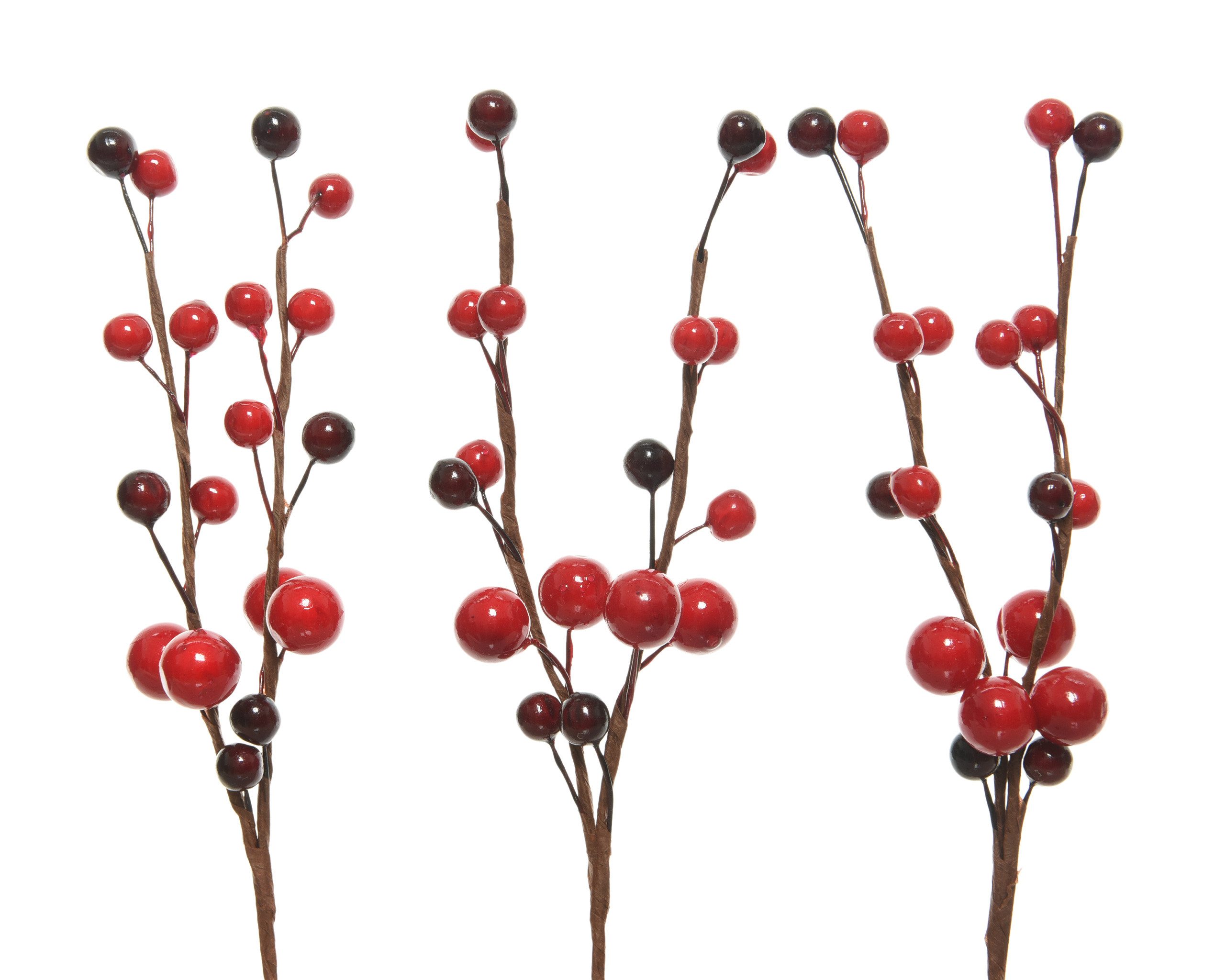 Kunstzweig, Kaemingk, Dekozweige knstlich mit Beeren 8cm, 3 Stck,  knstliche Pflanze, knstliche Zimmerpflanze