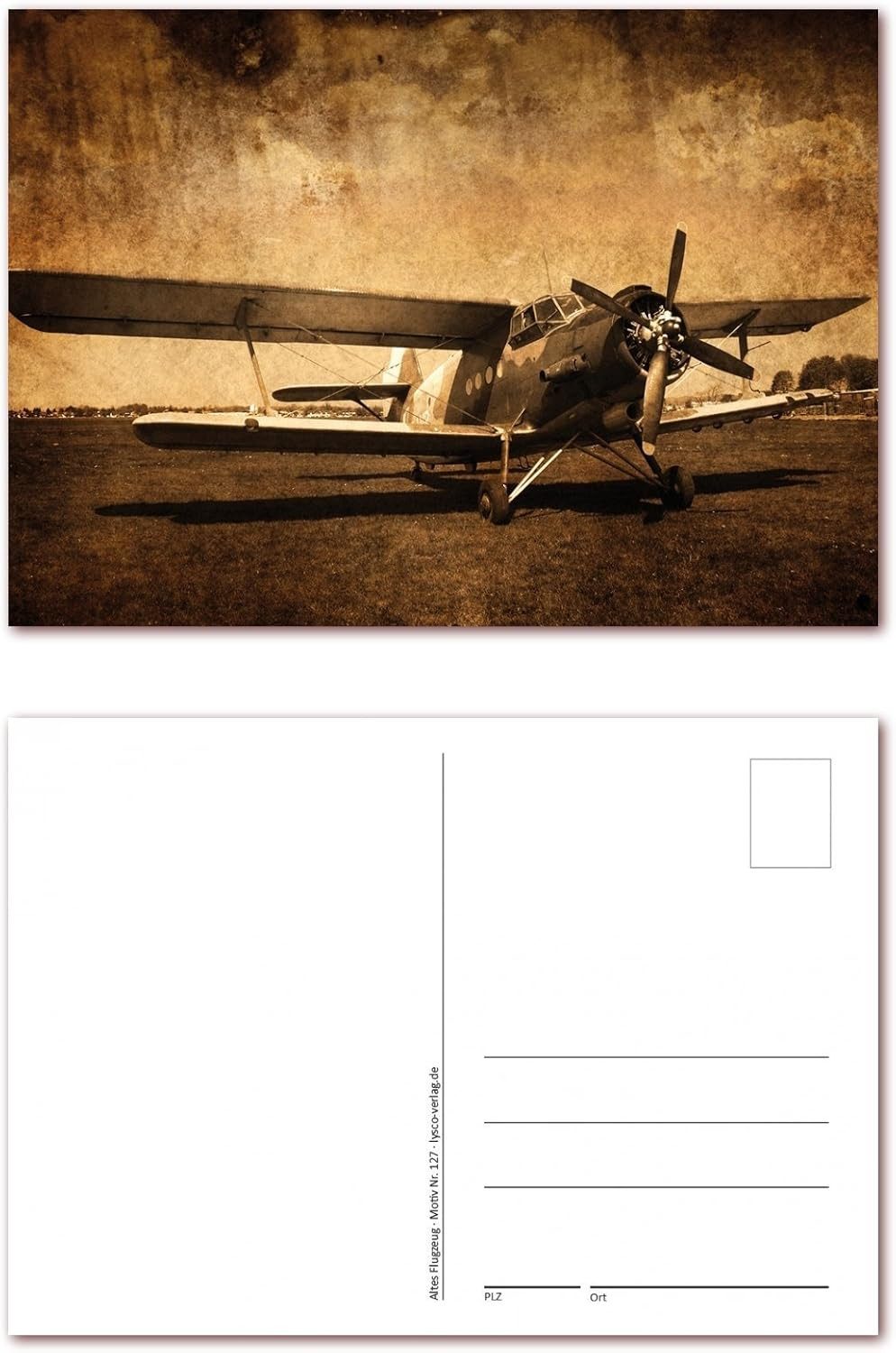 LYSCO Ansichtskarte Postkarten Oldtimer-Motive Lok Flugzeug Zug DIN A6 (105 x 148 mm), besonders gut beschreibbar mit allen Schreibmaterialien
