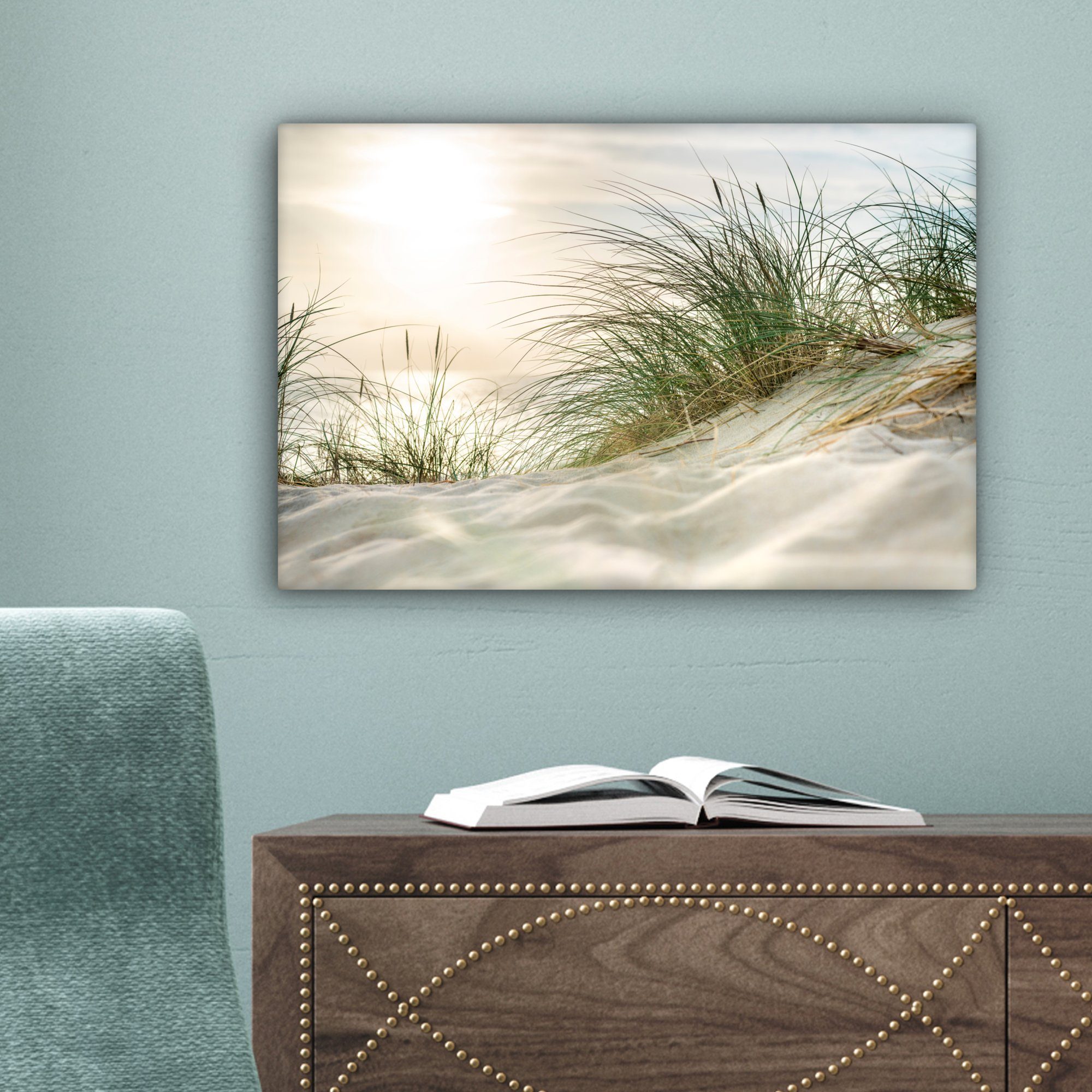 OneMillionCanvasses® Leinwandbild Dünen am Wattenmeer, Fotodruck (1 St), Leinwand Bilder Klein, Wand Dekoration Aesthetic 30x20 cm – Bild 5 von 5