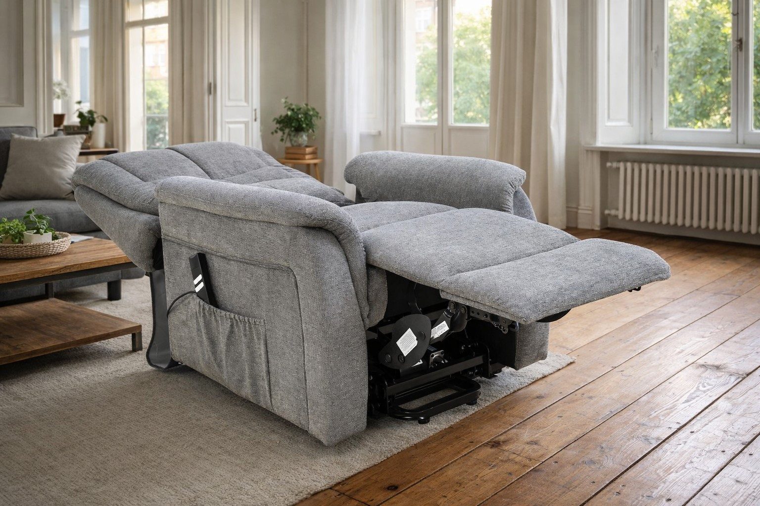 bv-vertrieb TV-Sessel TV-Sessel Bezug anthrazit Fernsehsessel Aufstehhilfe Herz-Waage #4486, Aufstehhilfe, Herz-Waage