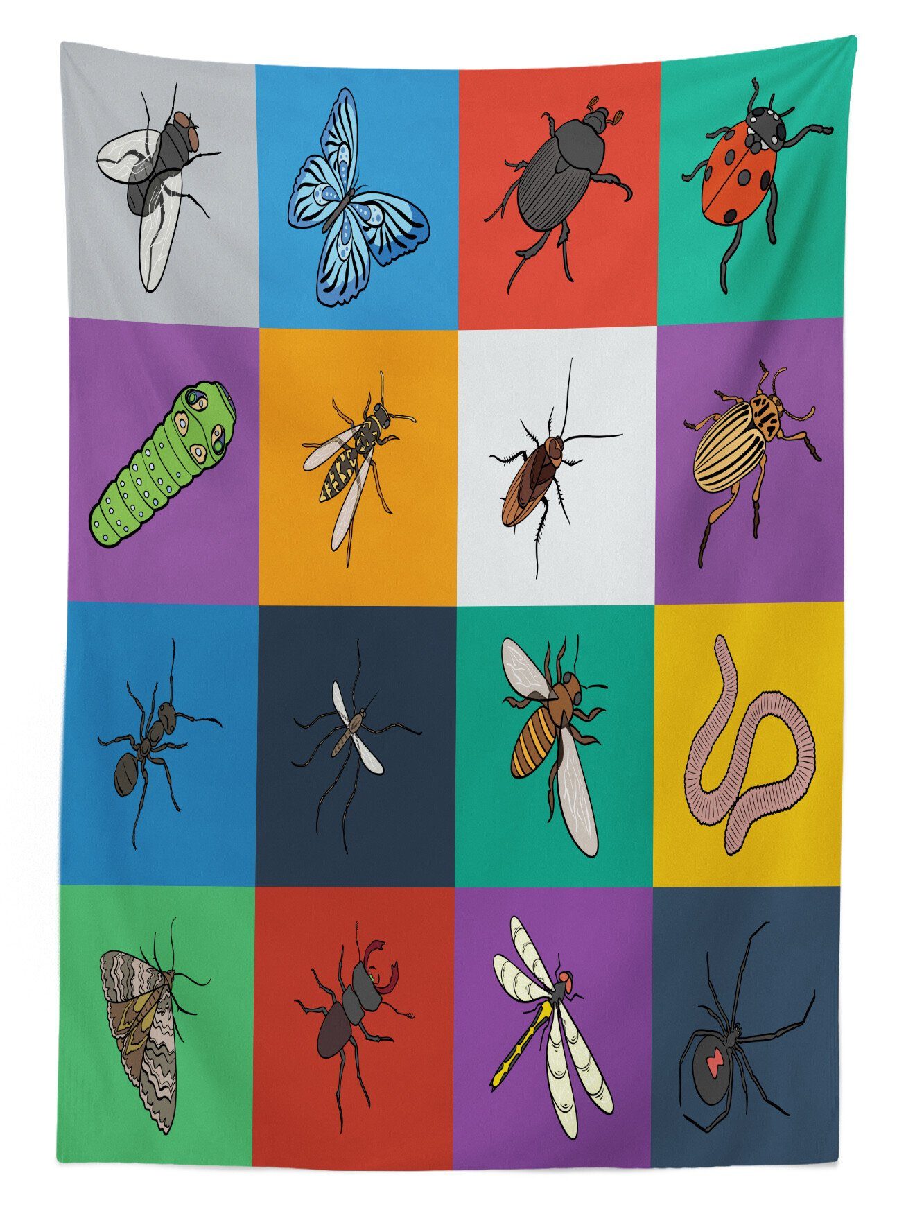 Für Insekt Bereich Bug Farben, Außen Waschbar Abakuhaus Farbfest Spinne Worm Biene Klare den Fly Tischdecke geeignet Ant