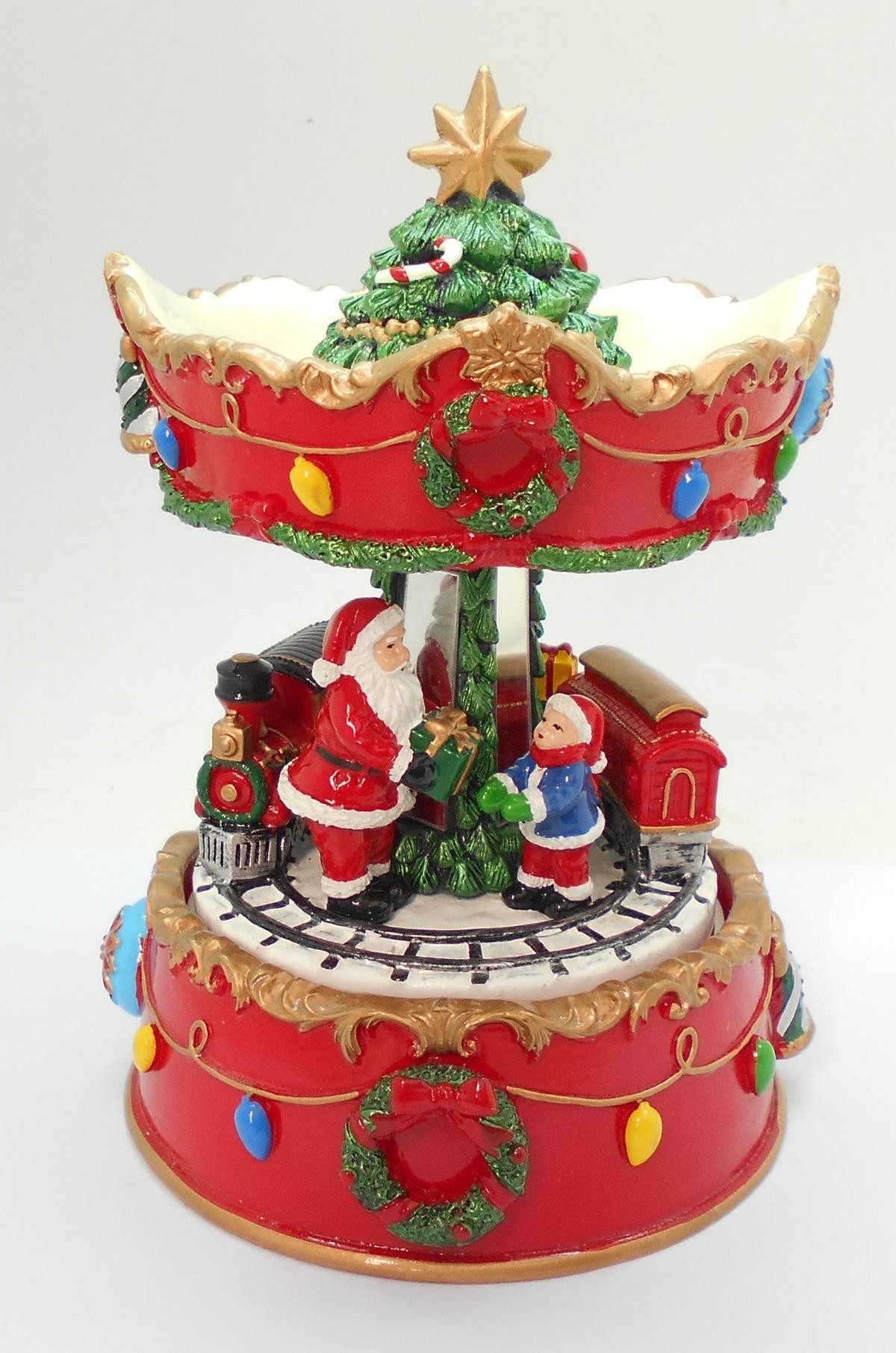 Spieluhr Rotes Karussell mit dem Weihnachtsmann