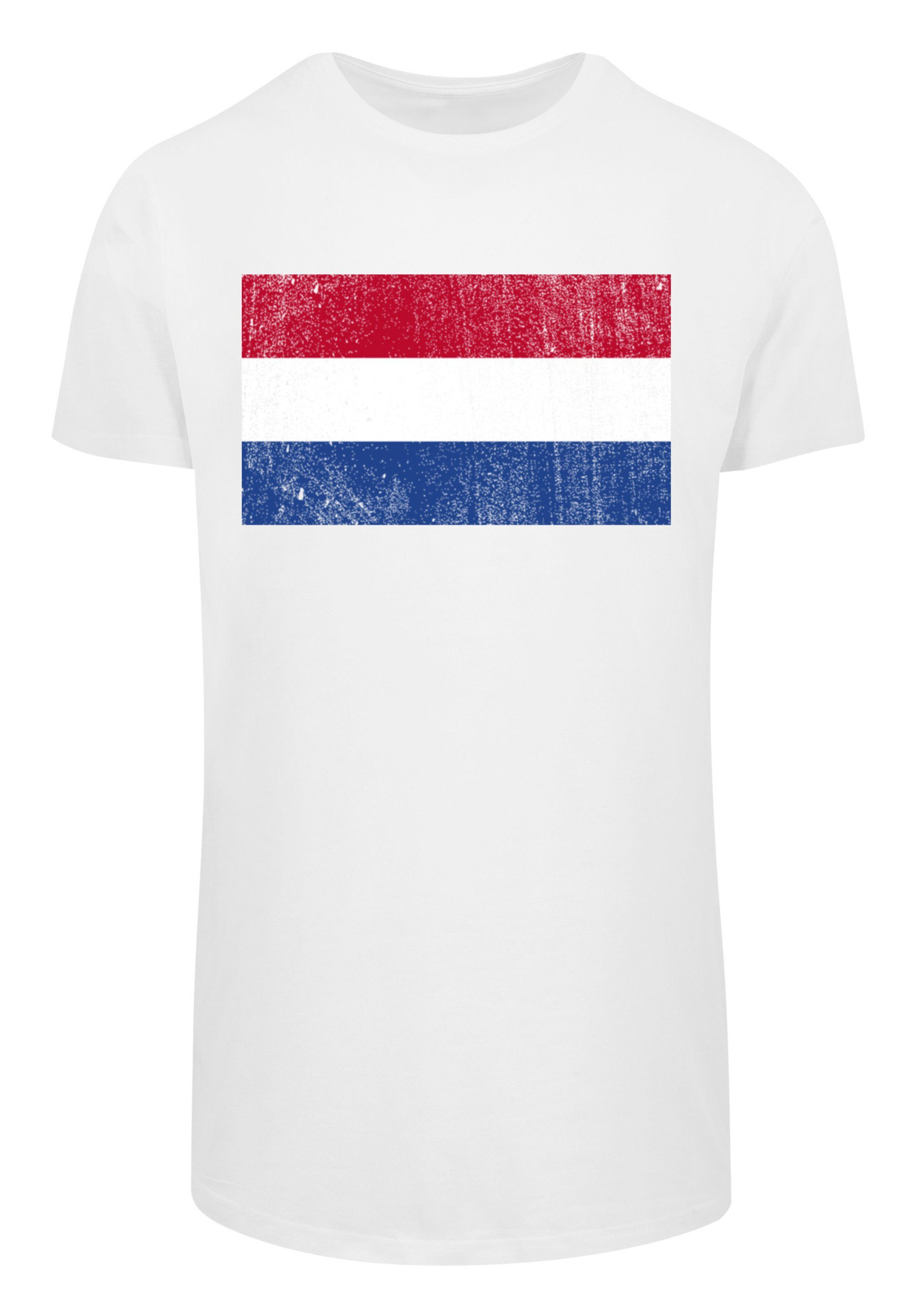 F4NT4STIC T-Shirt Print NIederlande Holland Flagge weiß distressed Netherlands