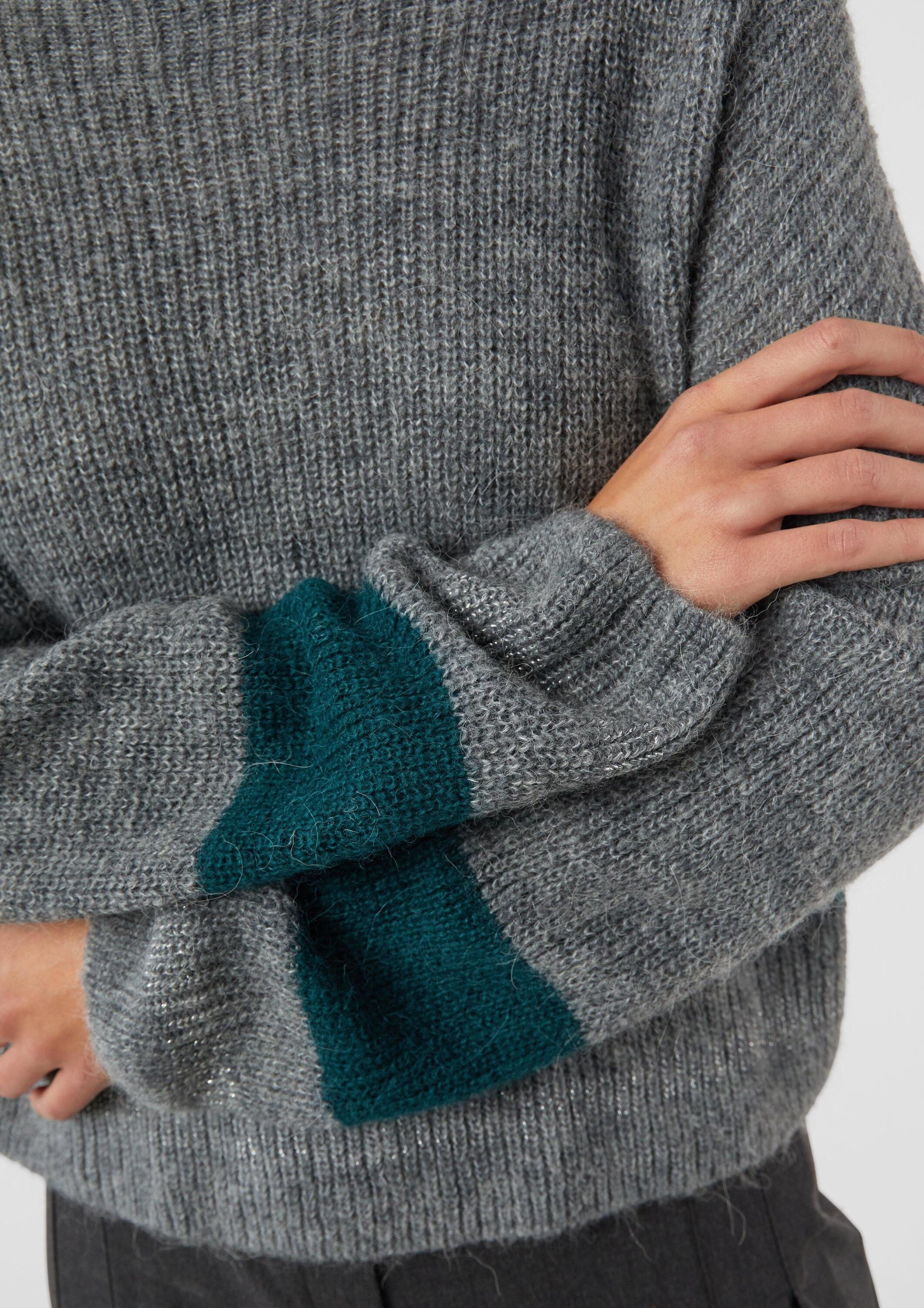 comma Longpullover Strickpullover Strickpullover mit Kontrastdetails im Relaxed Fit