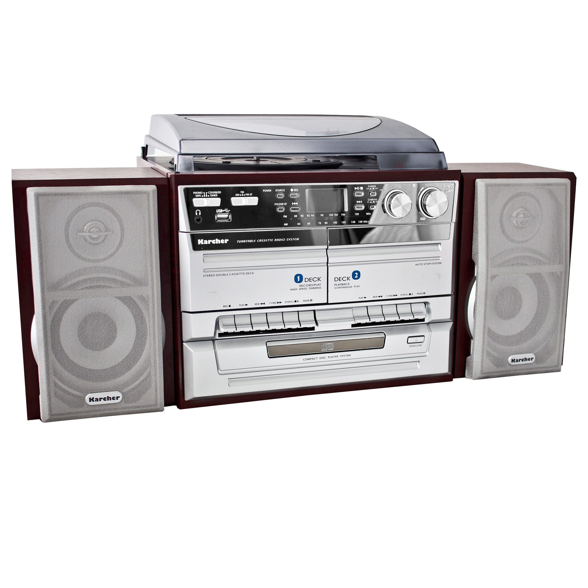 Karcher KA 320 Plattenspieler (Stereoanlage mit CD-Player, Kassettendeck, UKW Radio, USB)