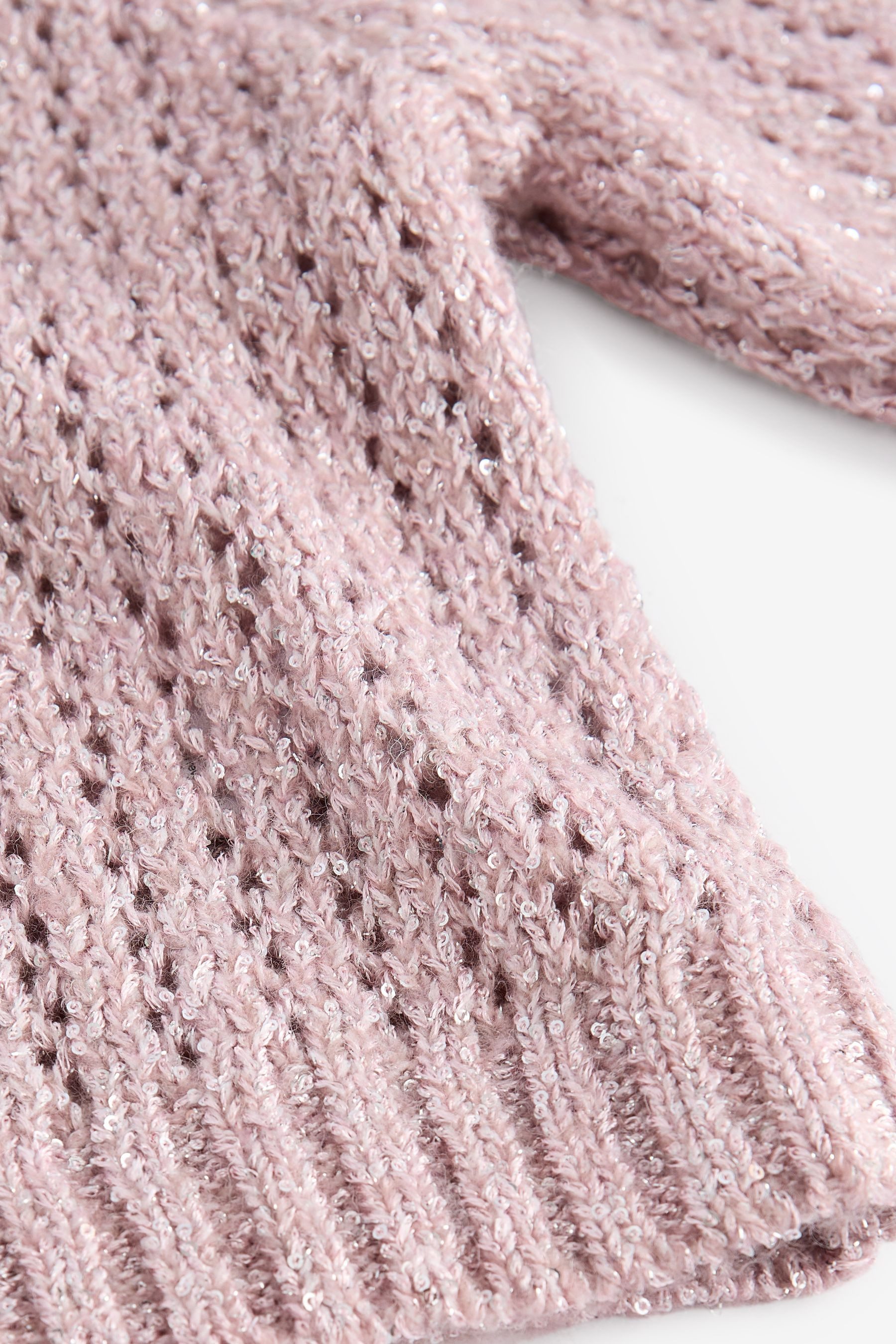 Next Kurzarmpullover Gestrickter Mesh-Pullover mit Pailletten (1-tlg)