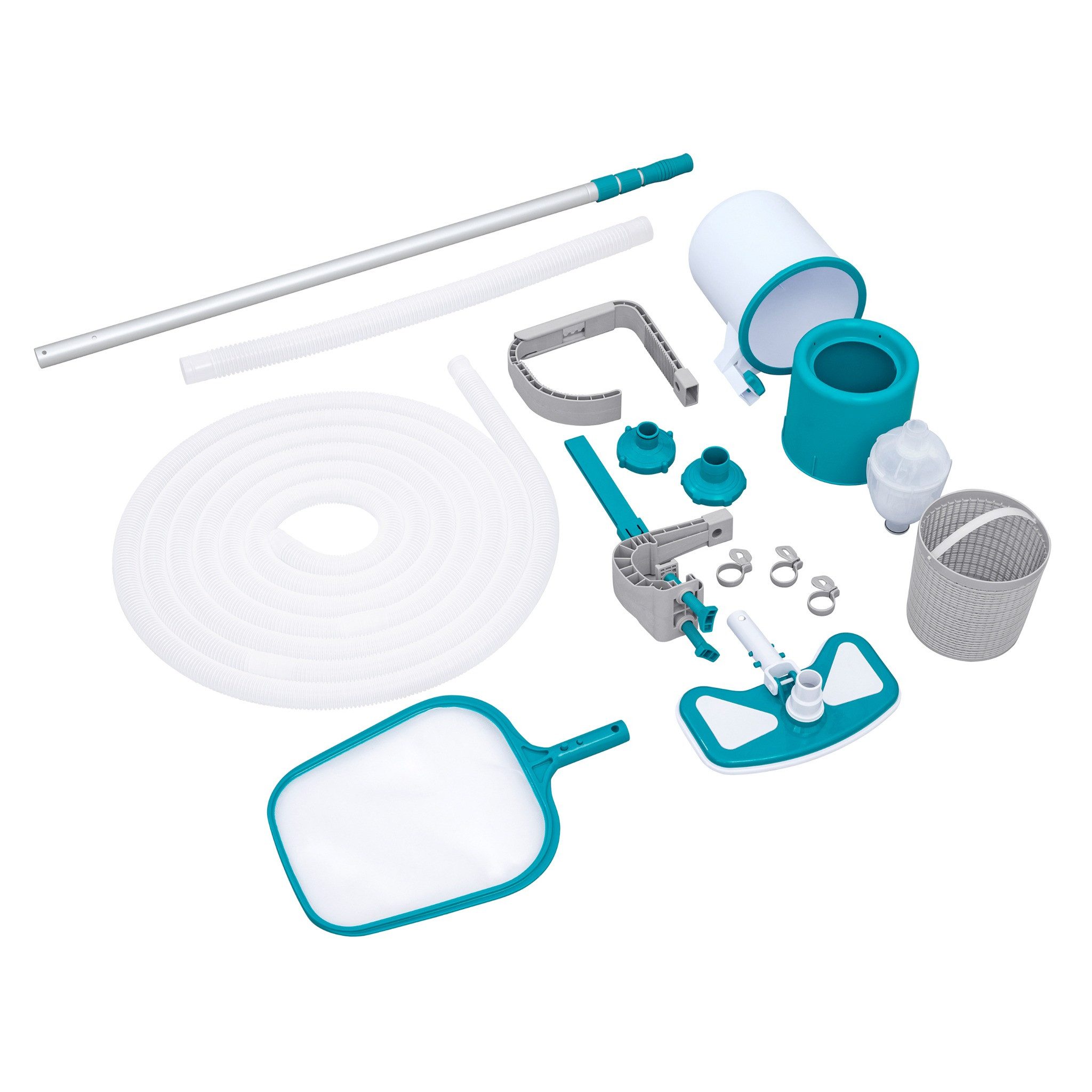 Bestway Reinigungsbürsten-Set Poolpflege-Set AquaClean Deluxe, geeignet für Filteranlagen mit einer Leistung ab 2.006 l/h