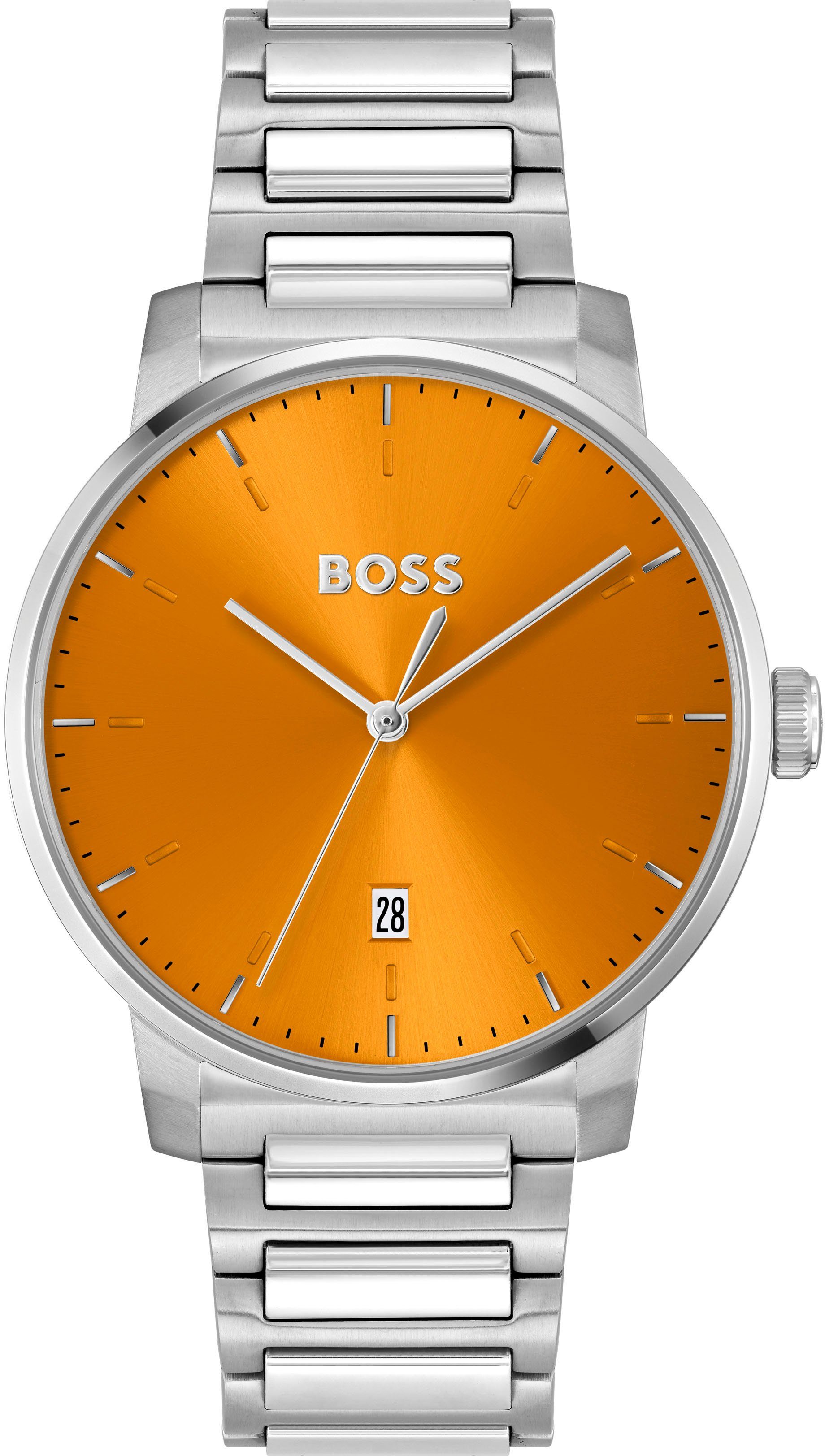 BOSS Quarzuhr DEAN 1514133, Herrenuhr, Damenuhr, Armbanduhr, Datum, Edelstahlarmband
