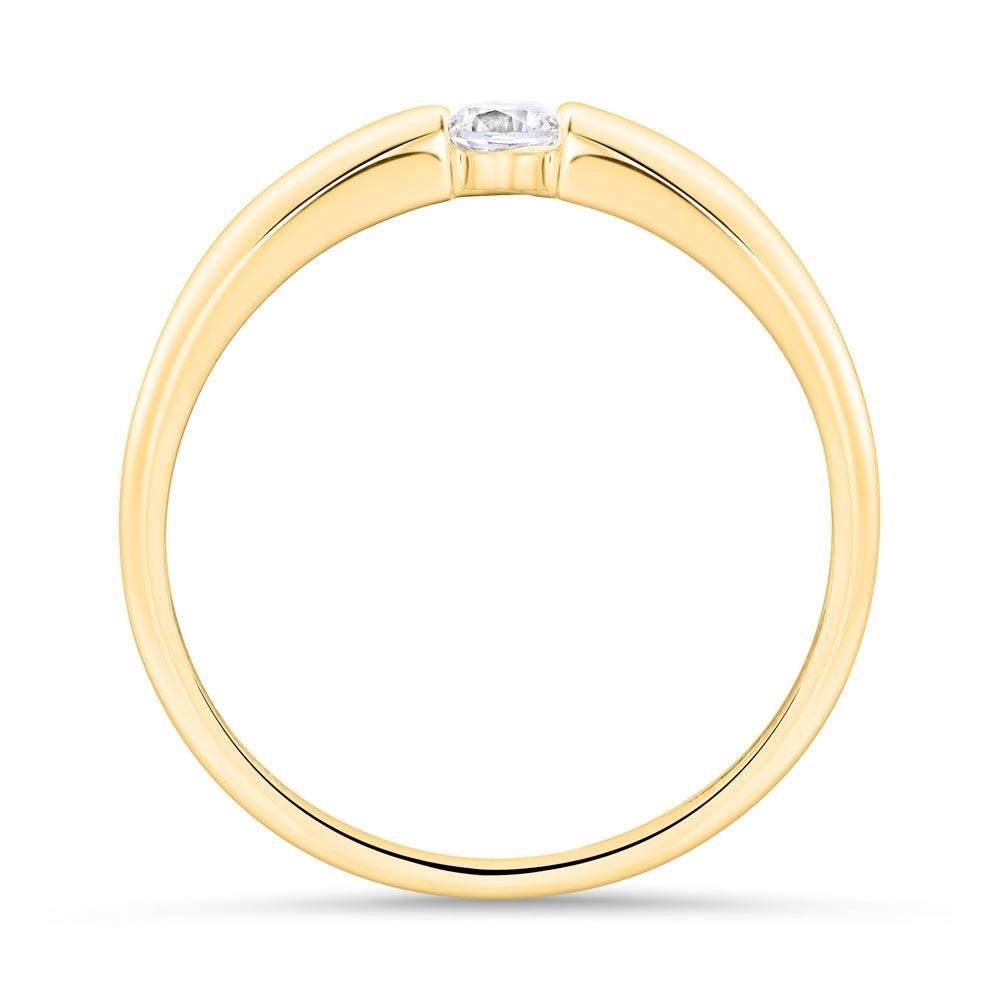JEWLIX Spannring Verlobungsring aus 9K Gold mit eingespanntem Zirkonia VR0507-G