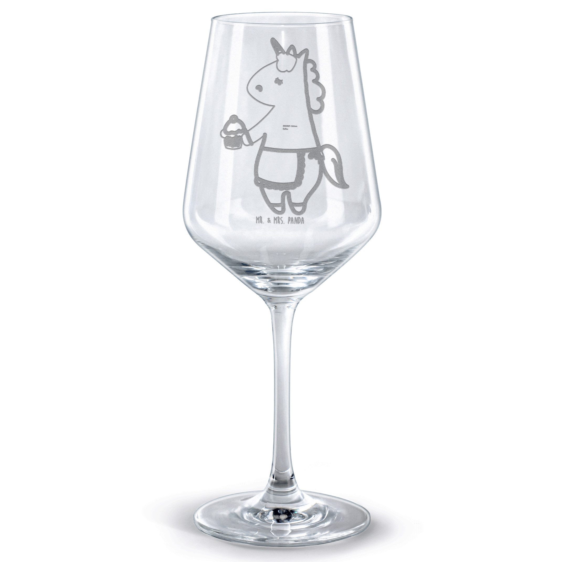 Mr. & Mrs. Panda Rotweinglas Einhorn Muffin - Transparent - Geschenk, Weinglas mit Gravur, Rotwein, Premium Glas, Stilvolle Gravur