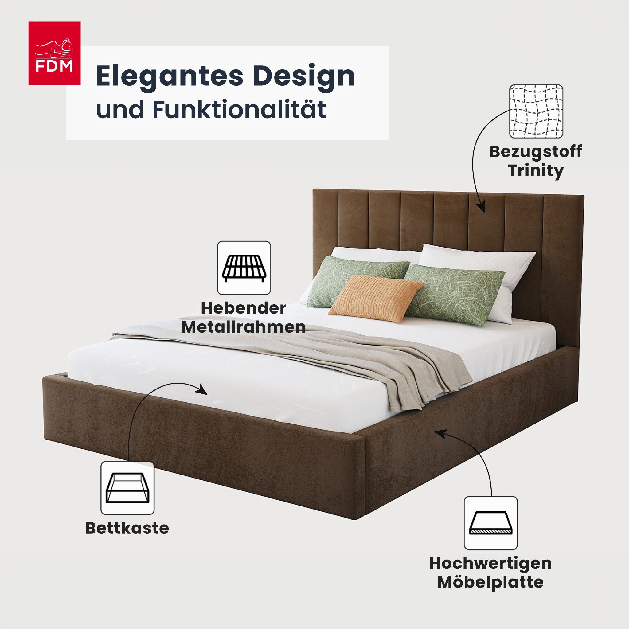 FDM Polsterbett Stauraumbett KAJA Bettgestell 90x200, günstig online kaufen