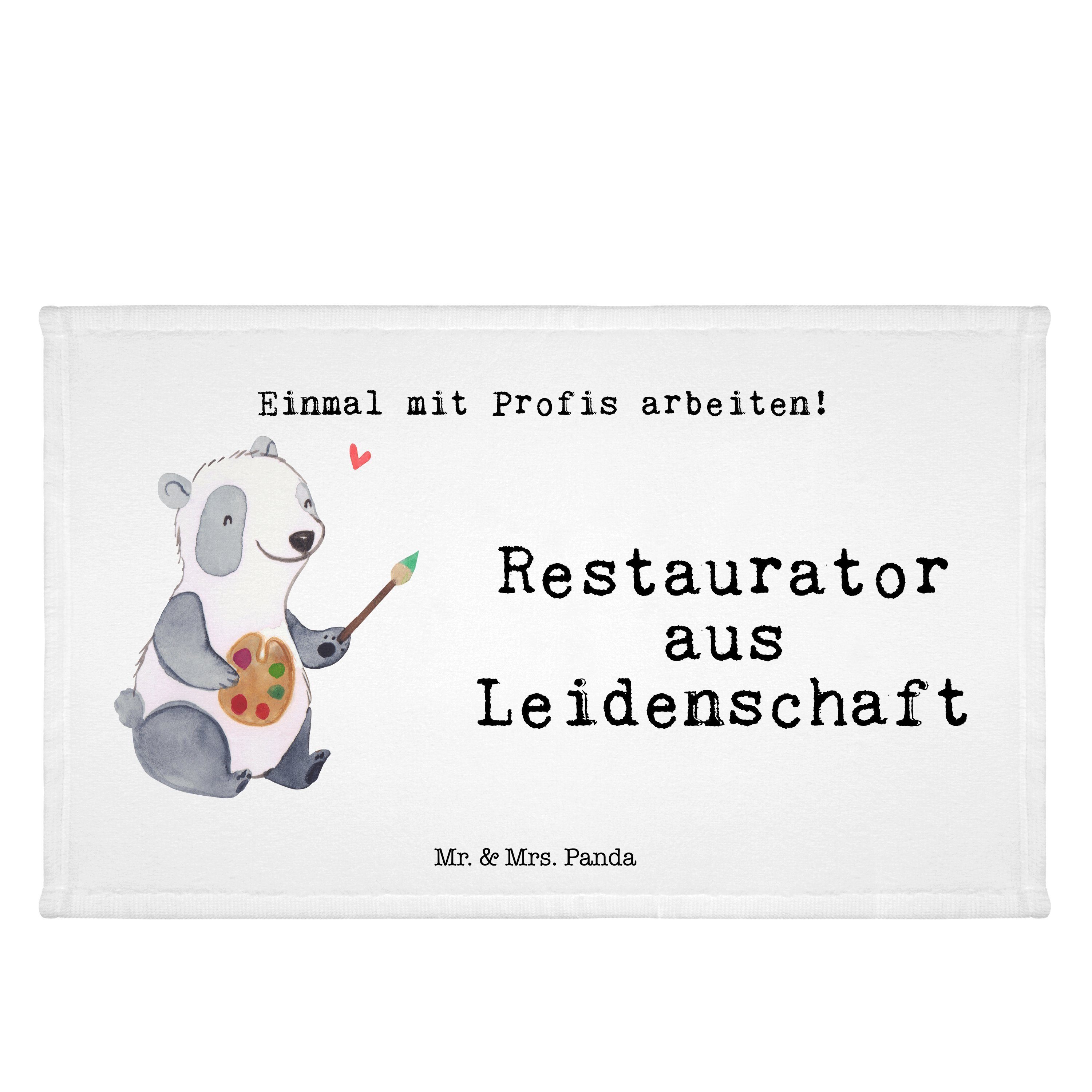 Mr. & Mrs. Panda Handtuch Restaurator aus Leidenschaft - Weiß - Geschenk, Abschied, Beruf, Gäst, (1-St)