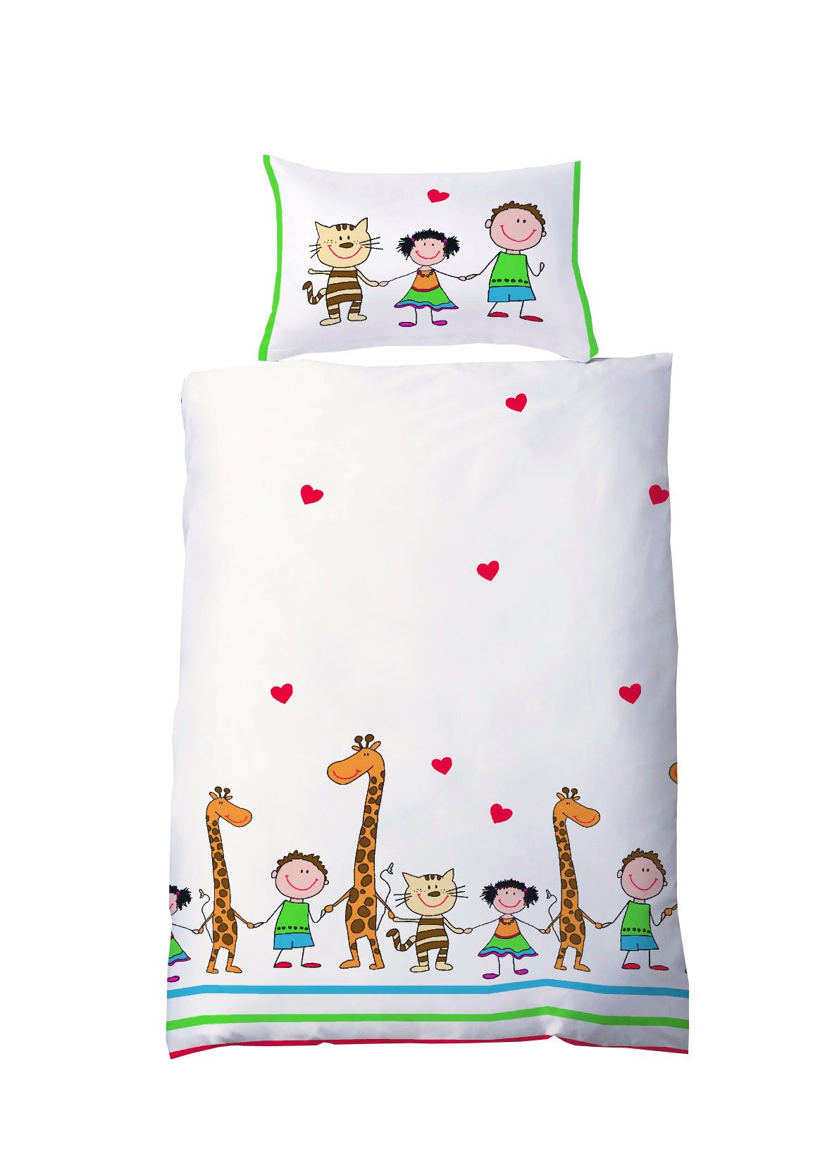 fleuresse Babybettwäsche 100x135cm Giraffen und Katzen Hand in Hand, Renfor günstig online kaufen