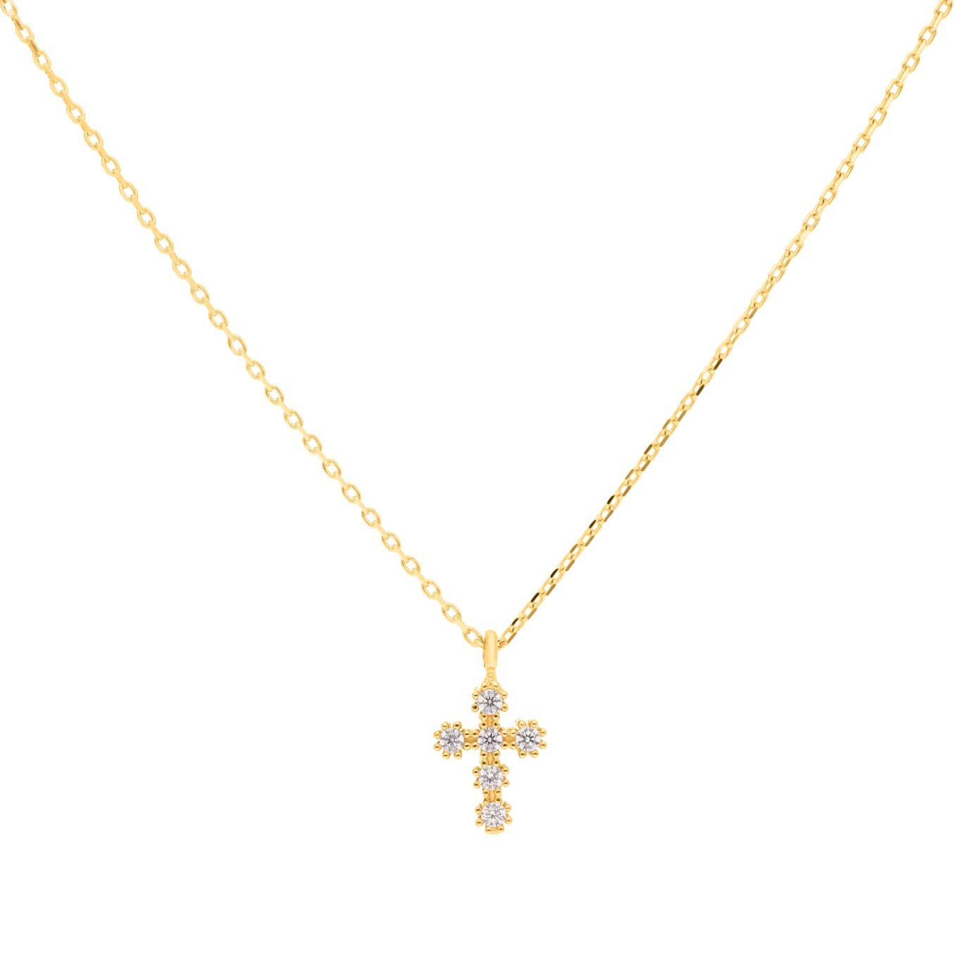 Suzan Gold Kette mit Anhänger 375er Gold Kreuzkette Damen – Zirkonia, spiri günstig online kaufen