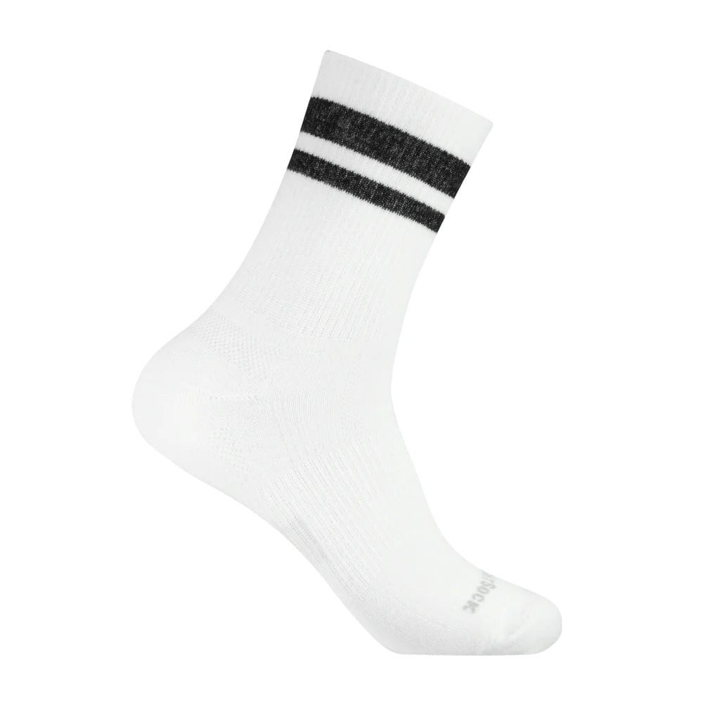 Wrightsock Tennissocken Crew Stride (wadenhoch, mitteldick, Anti-Blasen-Socke) weiss/schwarz