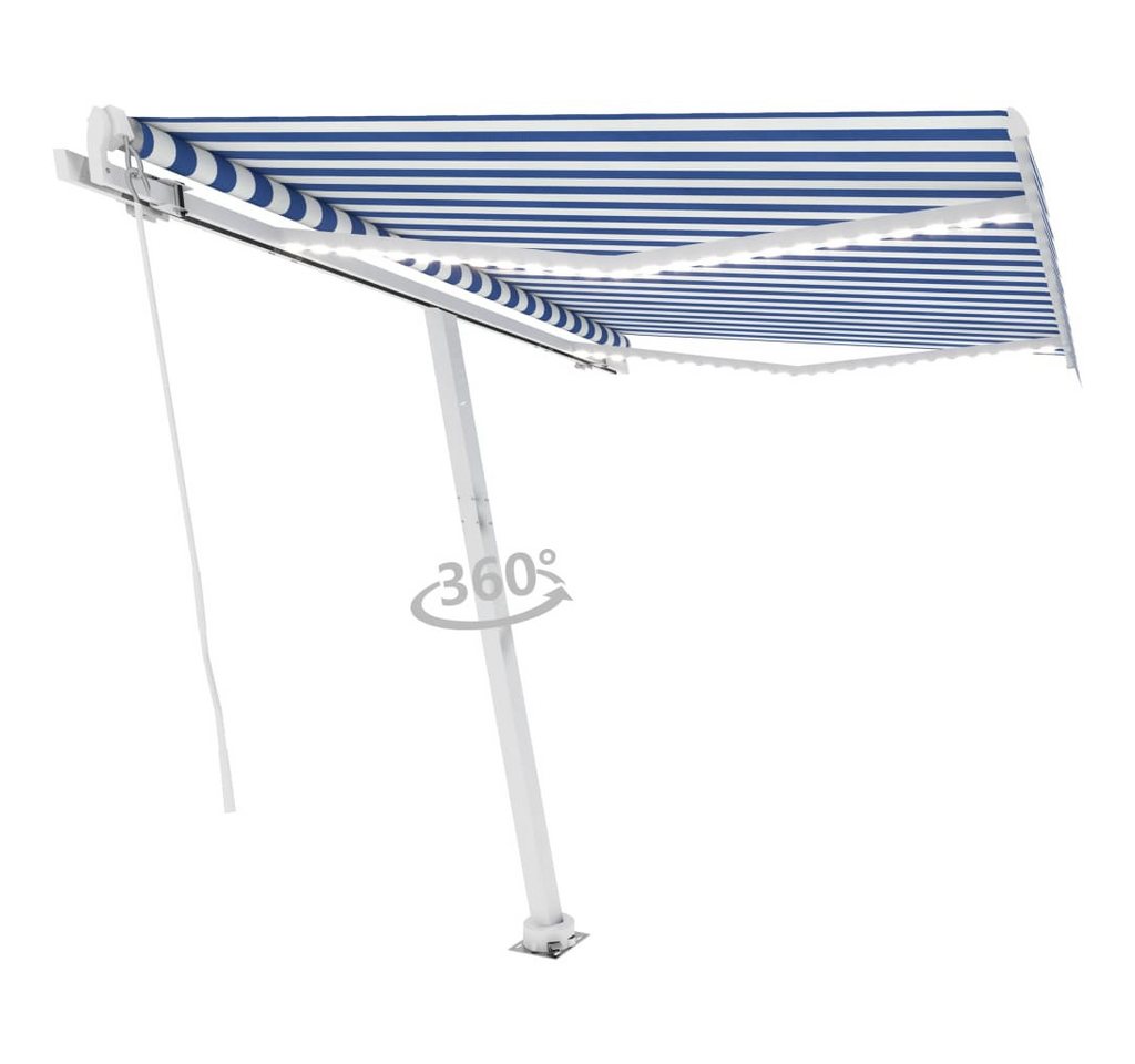 Thumbnail - vidaXL Markise Markise Manuell Einziehbar mit LED 300x250 cm Blau Weiß (1-St)