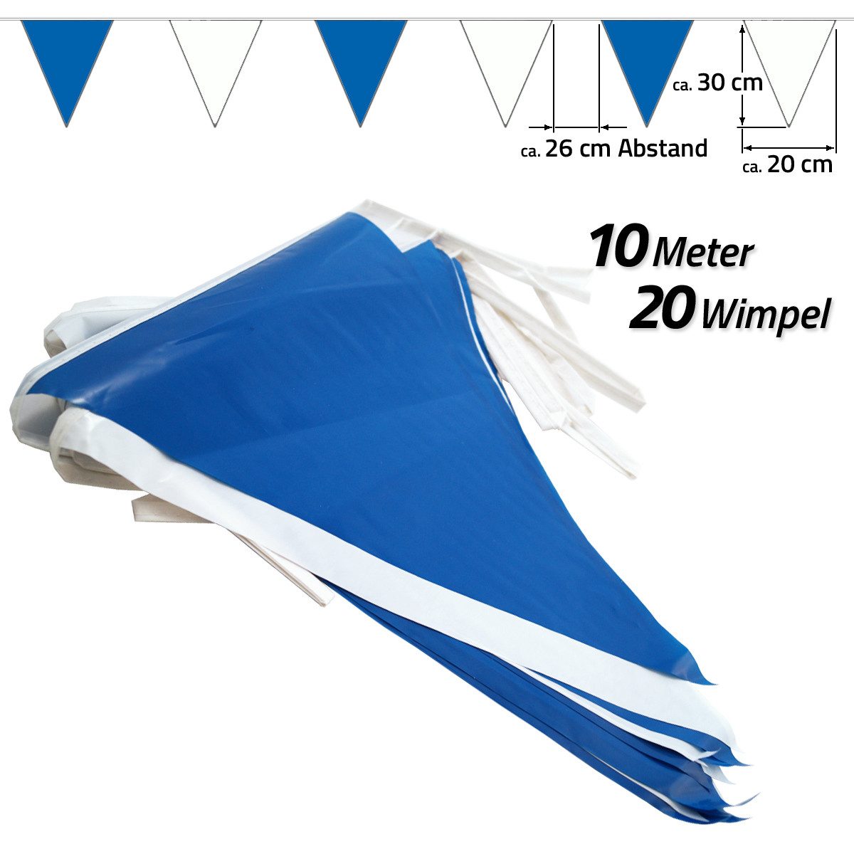 Goodymax Hängedekoration Wimpelkette 10 m Blau-Weiß