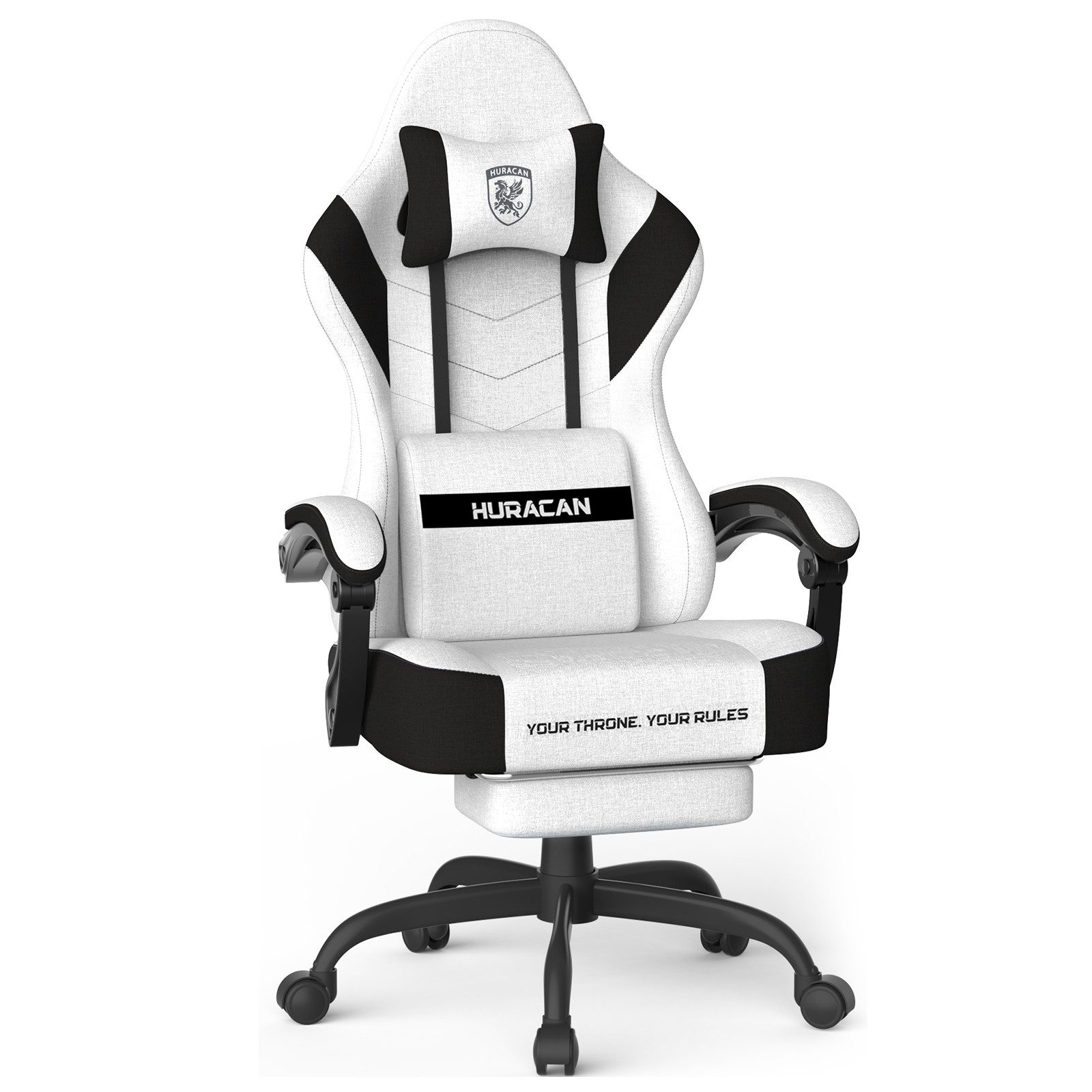 Huracan Gaming-Stuhl PC Stuhl,Gaming Sessel,mit Kopfstütze,Lumbarstütze,Fußstütze (Ergonomischer Gaming-Stuhl,90°–135° Neigung), 360° Drehbarer,ergonomisch Gamer Stuhl