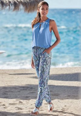 LASCANA Jerseyhose mit Paisleydruck und Taschen, Sommerhose, Strandhose