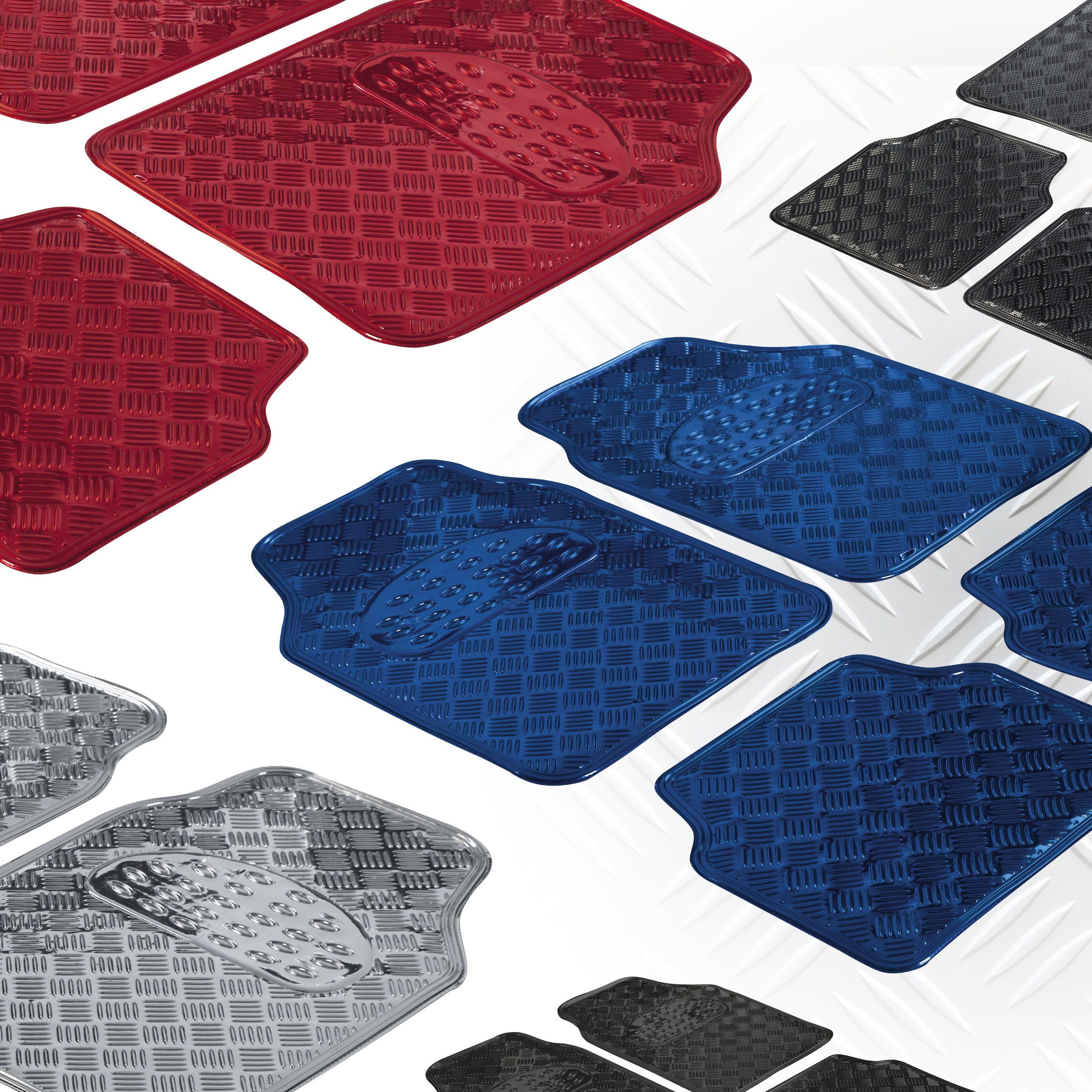 WALSER Car Floor Mats, Metallic Finish (4 pcs)