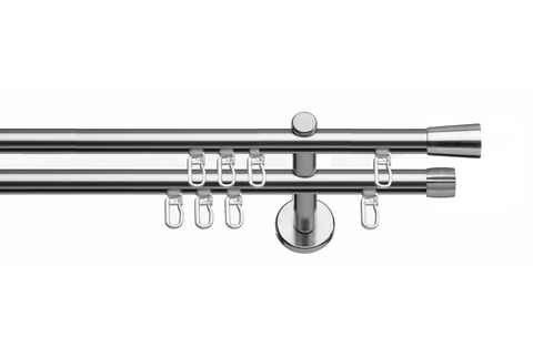 Gardinenstange Arosa, indeko, Ø 16 mm, 2-läufig, Wunschmaßlänge, verschraubt, Innenlauf Komplett-Set inkl. Gleitern und Montagematerial