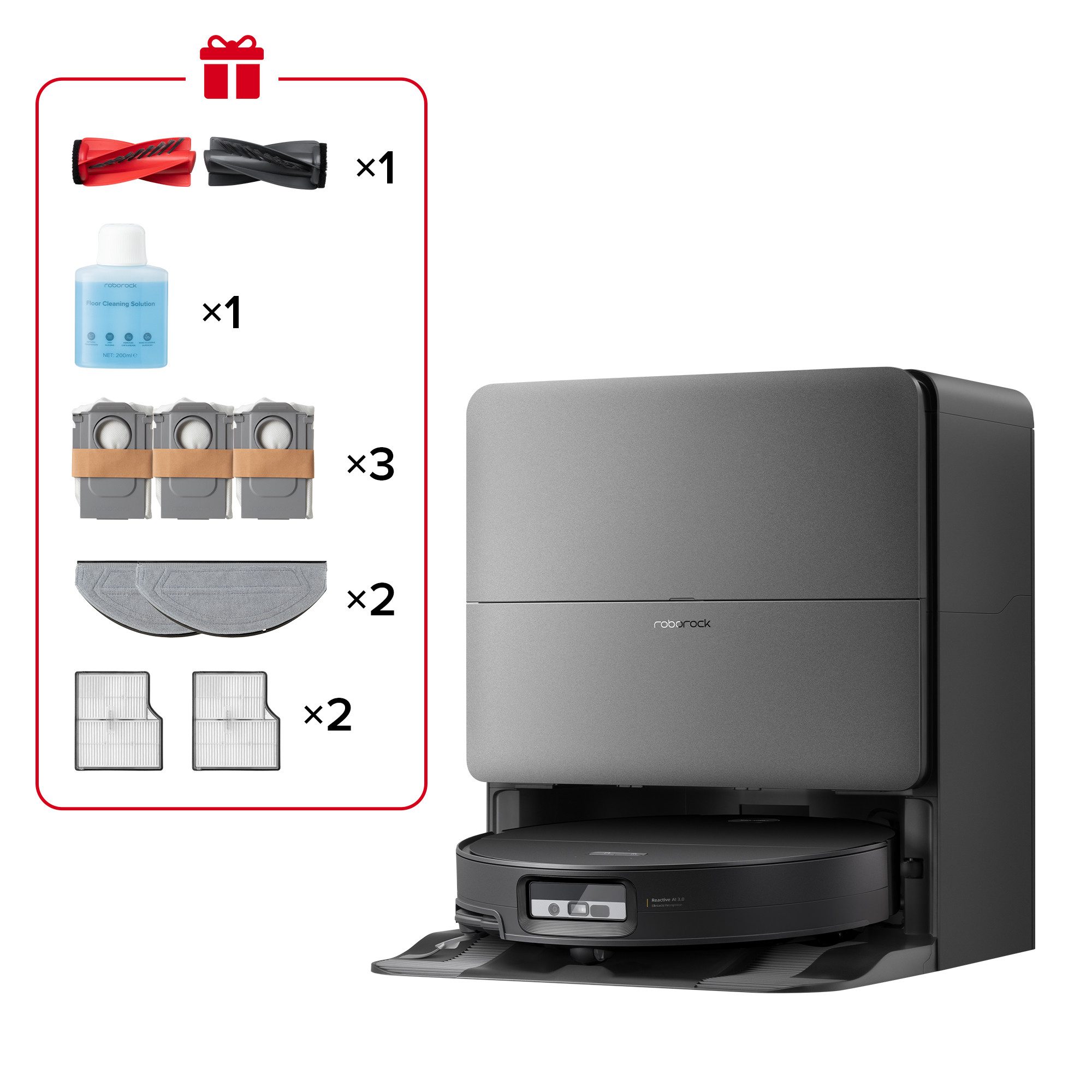 Roborock Saugroboter Saros 20 Sonic Complete, Black, 65 W, beutellos