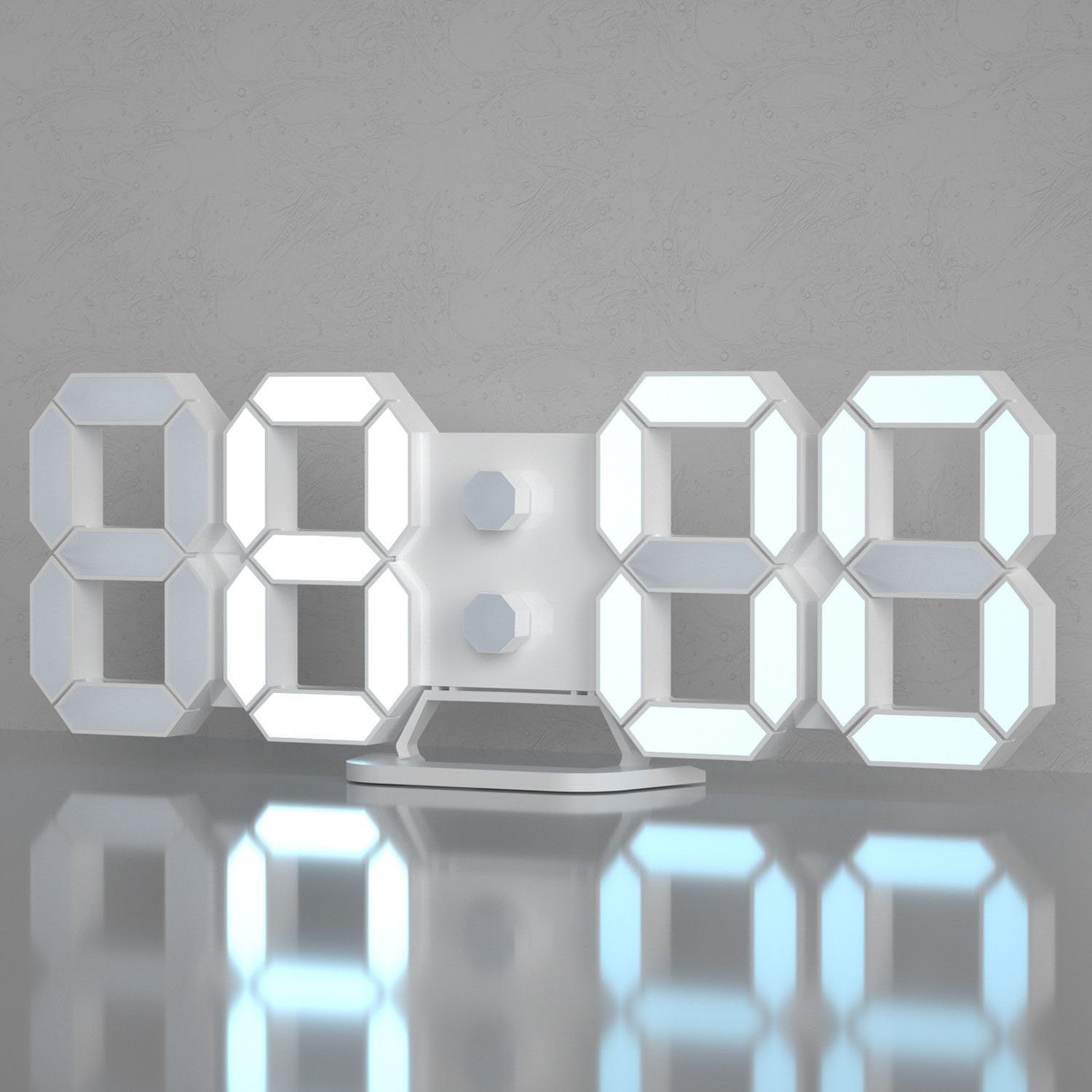 Digitale 3D LED Wanduhr Wecker Snooze 12/24 Stunden Anzeige