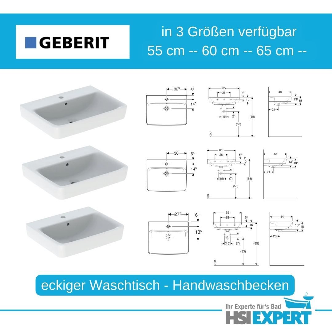 GEBERIT Waschbecken Geberit Renova Plan Waschtisch 60 mit Beschichtung