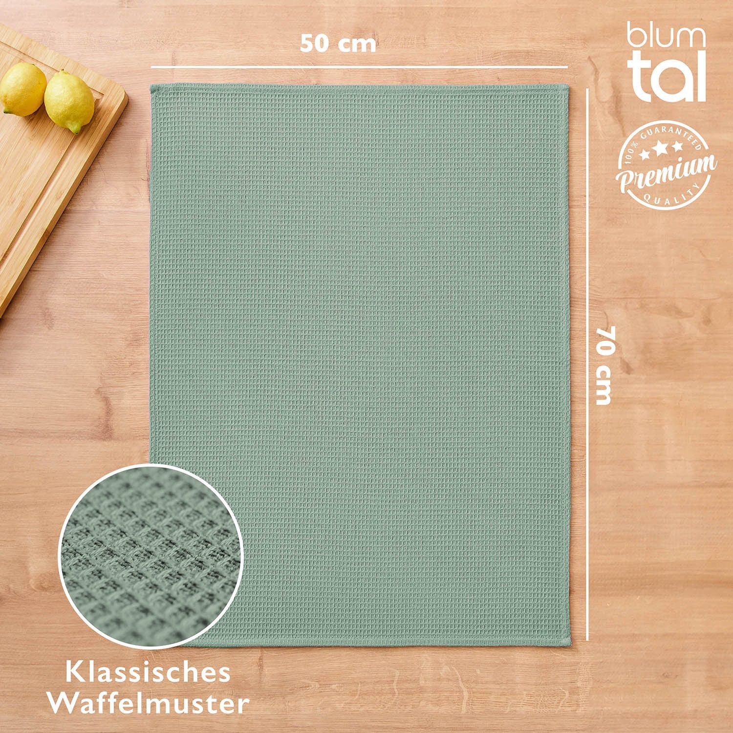 Blumtal Geschirrtuch Set 50x70 oder 30x30 cm, 100% Baumwolle, (4-tlg), Saugfähig, schnell trocknend, waschbar, 100% Baumwolle