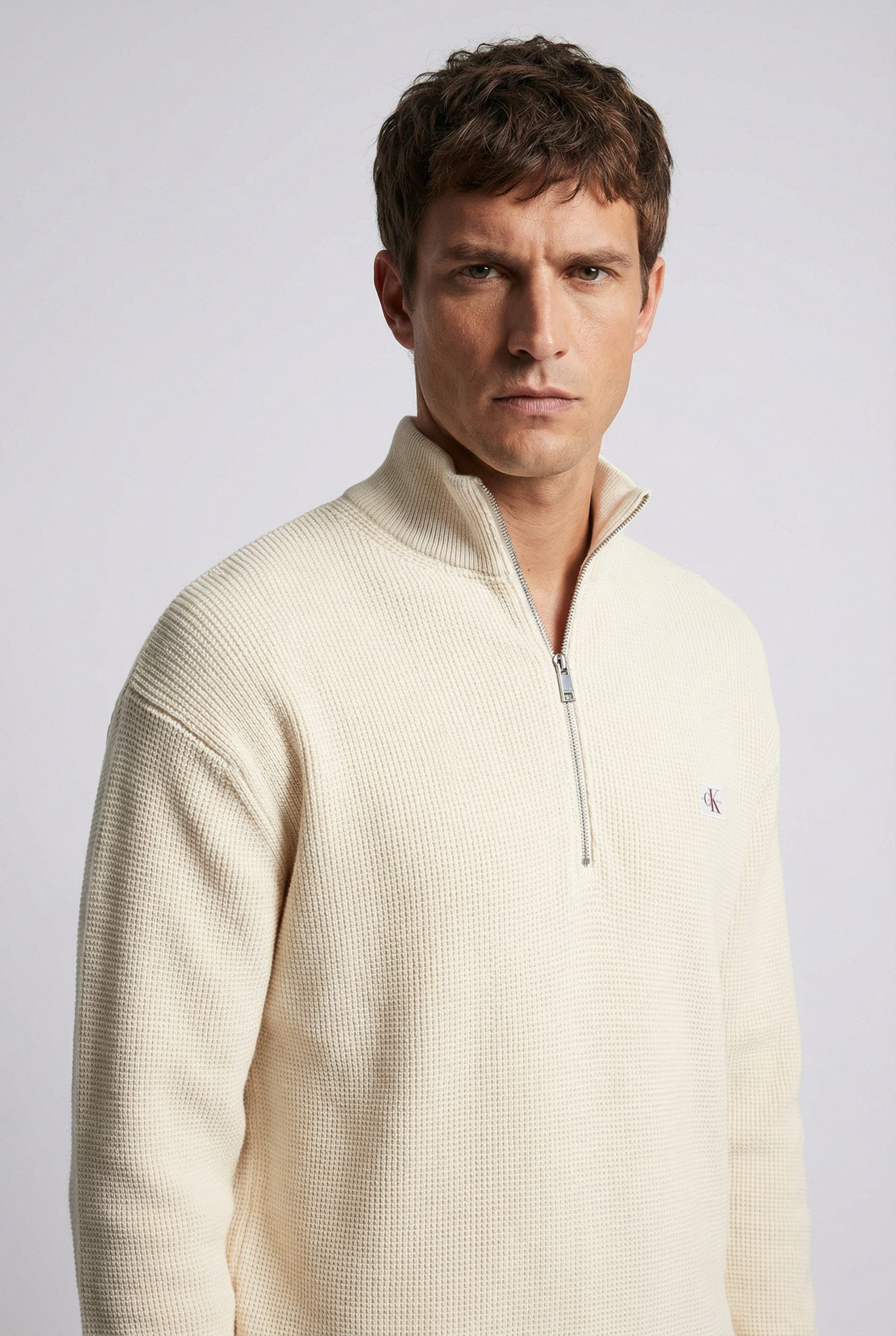 Calvin Klein Jeans Strickpullover Troyerkragen mit Reißverschluss, Regular Fit