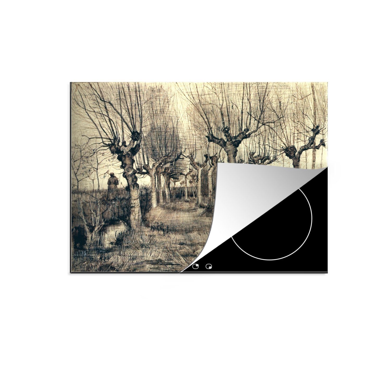 MuchoWow Herdblende-/Abdeckplatte Pollard-Birken - Vincent van Gogh, Vinyl, (1 tlg), 71x52 cm, Induktionskochfeld Schutz für die küche, Ceranfeldabdeckung | Herdabdeckplatten