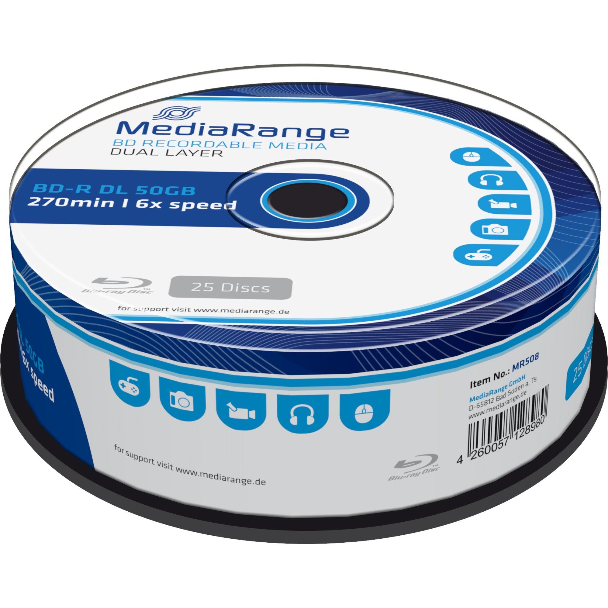 Mediarange Blu-ray-Rohling MediaRange BD-R Dual Layer 50 GB