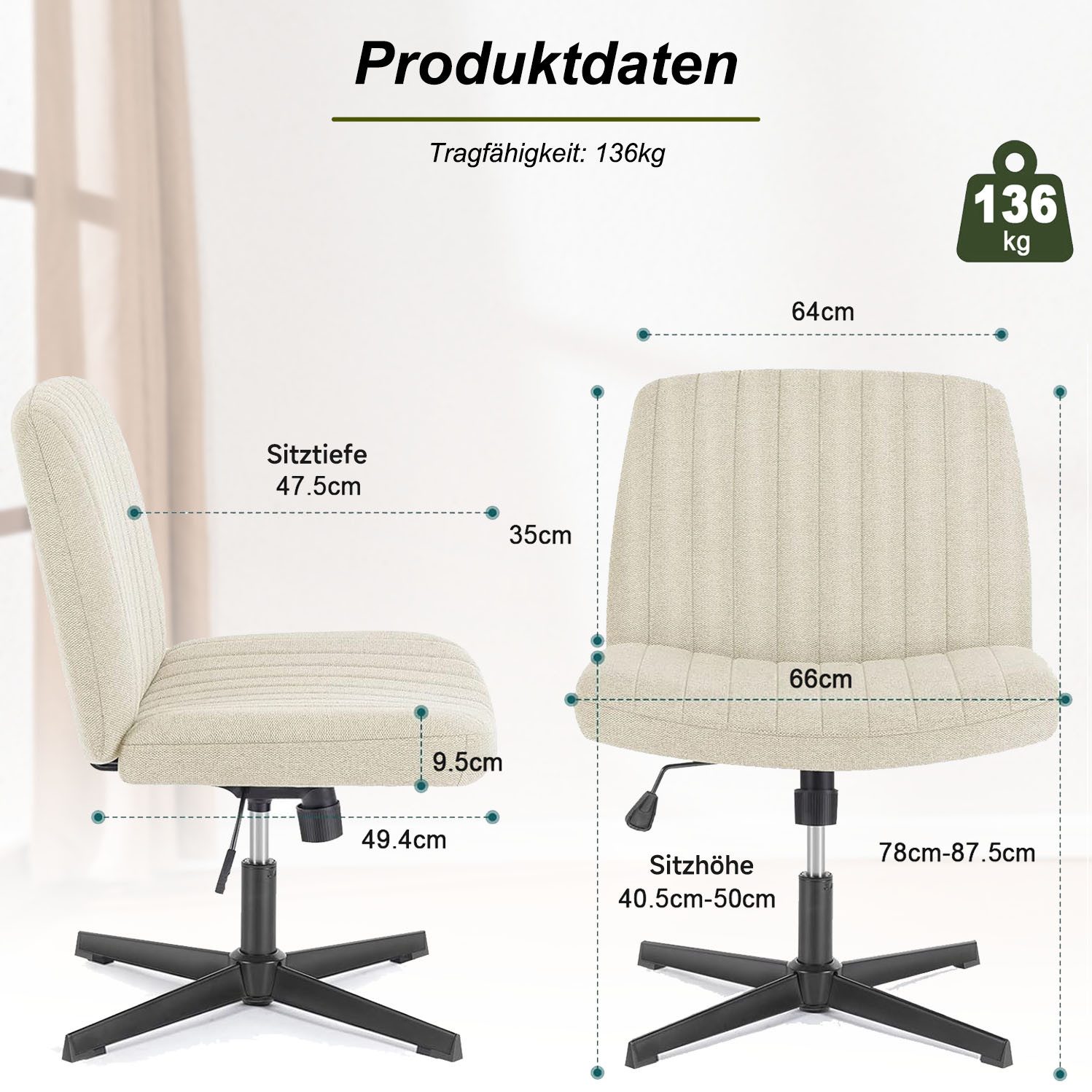 Refined Living Bürostuhl Schreibtischstuhl mit gekreuzten Beinen günstig online kaufen