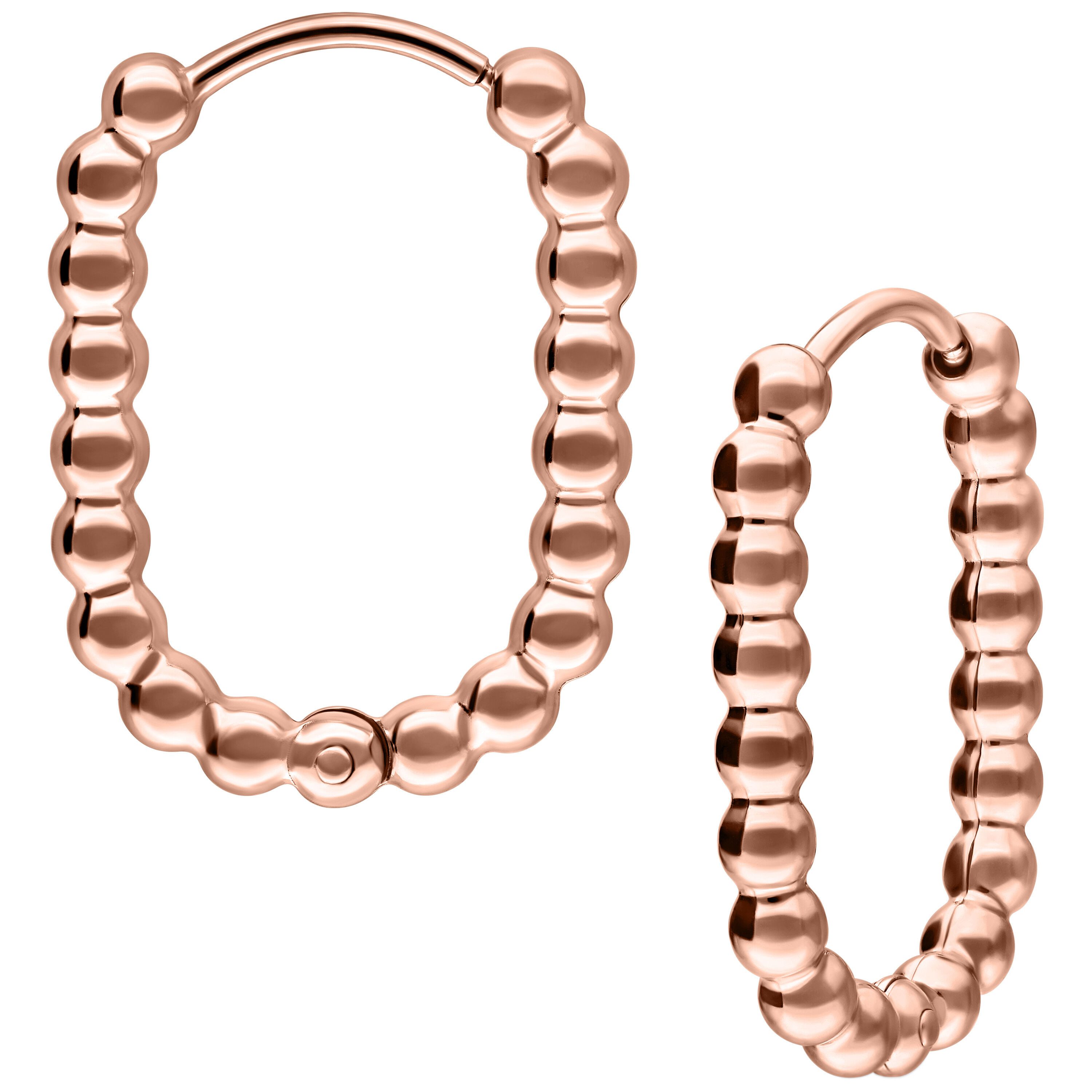 Wildcat Paar Ohrhänger Oval Bubble Hoops - Roségold, Chirurgenstahl 316L - wasserfest, langlebig, hautverträglich