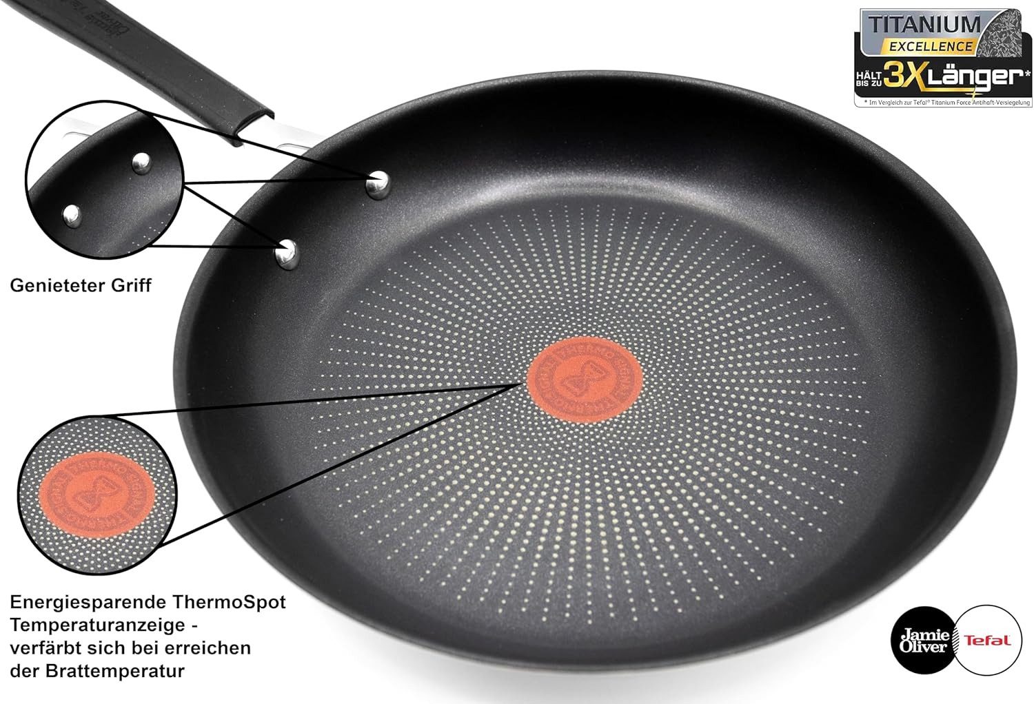 Tefal Pfannen-Set Jamie Oliver E76 Pfannenset 24+28cm, Pfanne alle Herdarten + Induktion, Edelstahl 18/10 (Pfanne, Bratpfannen Set, Pfannenset, Wok, Wokpfanne, Schmorpfanne, Pfannen + 1 Wender & Filzschoner, Bratpfannen Set, Antihaftbeschichtet), ohne Fett / Öl braten