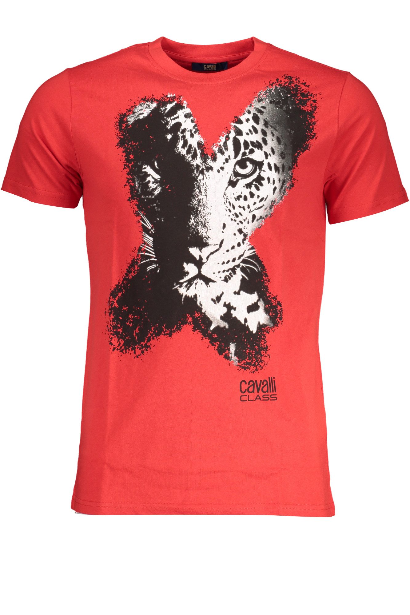 Cavalli Class T-Shirt Rotes Herren Kurzarmshirt mit Rundhals &