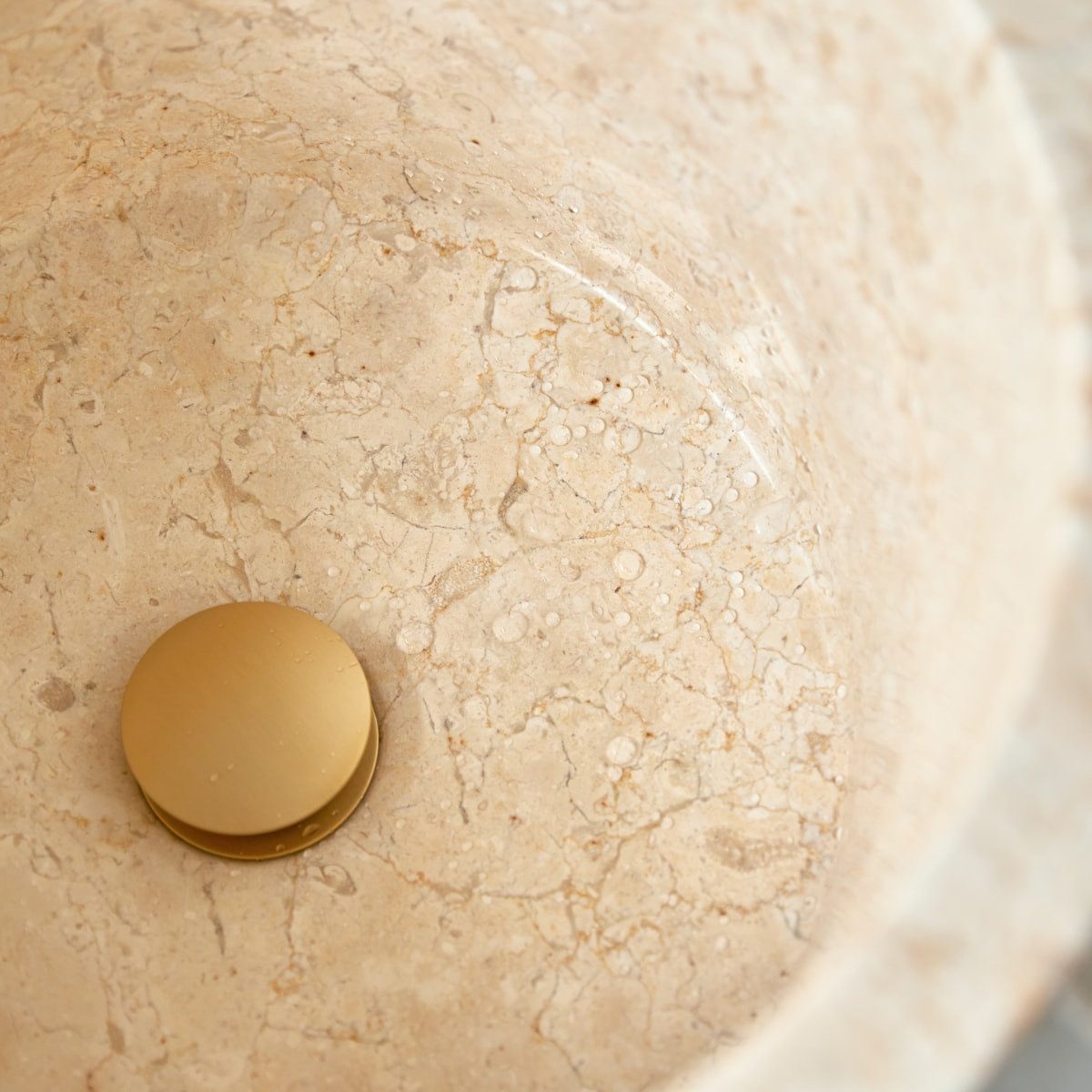 Tikamoon Waschbecken Standwaschbecken aus Marmor Waschbecken Marmorwaschbecken cremefarben