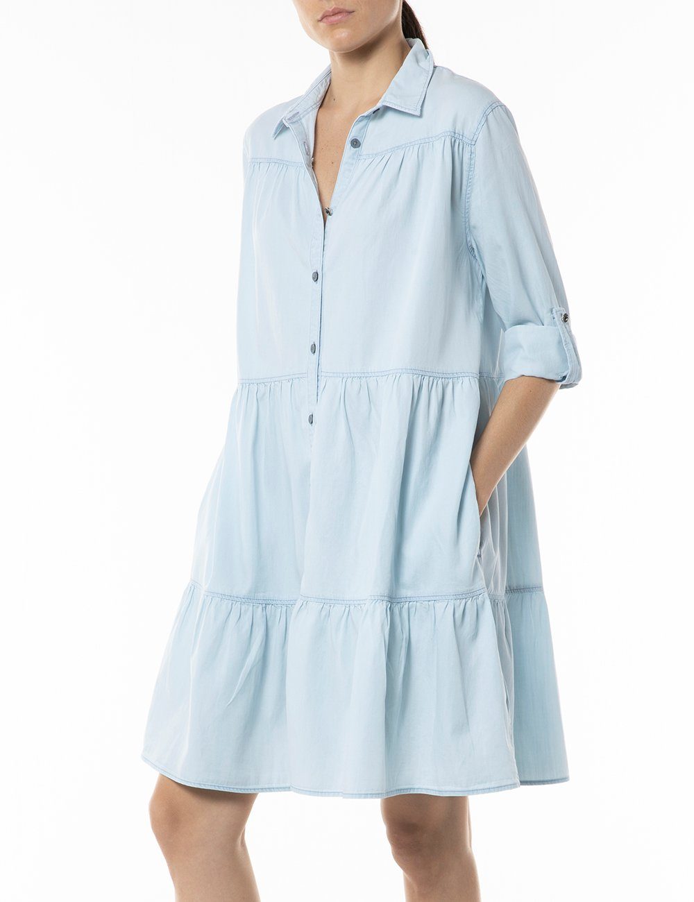 Replay Sommerkleid sportlich feminines Jeanskleid mit Seitentaschen online  kaufen | OTTO