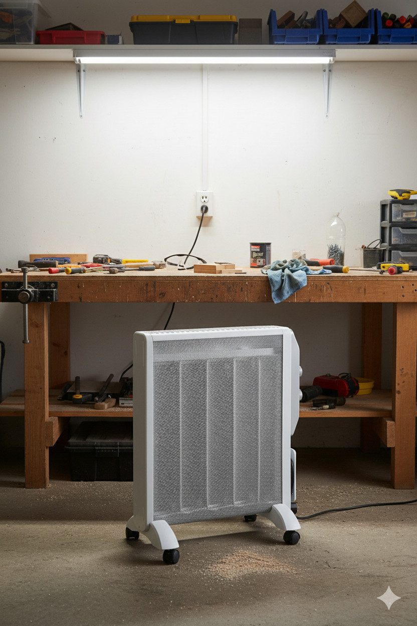 VALE Heizkörper Elektroheizung 2000W – leises Heizgerät mit Thermostat & 2 Stufen, Mit Rollen & Griff – kompakt, flexibel & sofort einsatzbereit – Bild 4 von 5