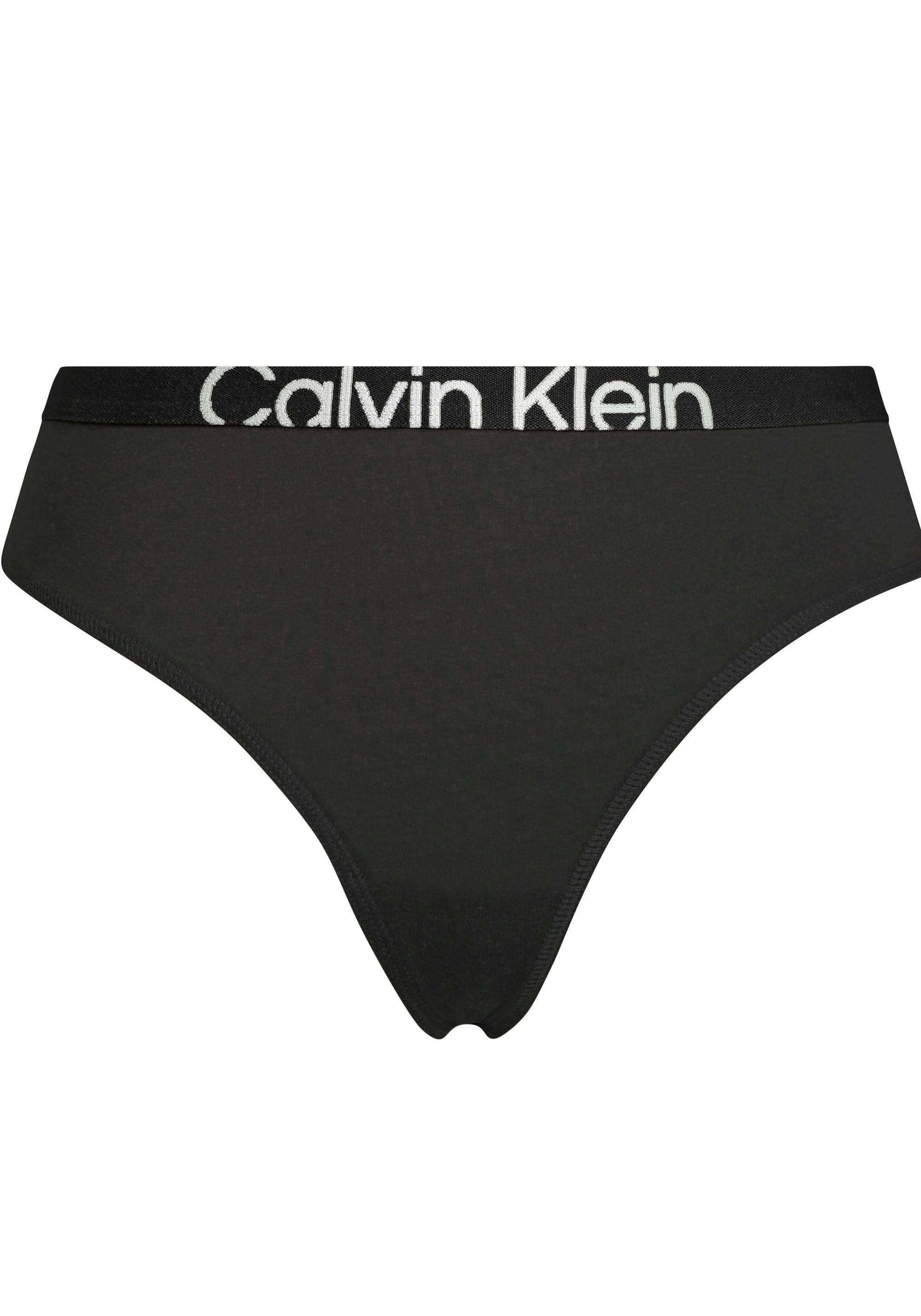 Underwear mit BLACK/SUNNY_LIME T-String Klein MODERN Bund Calvin THONG am CK-Logo