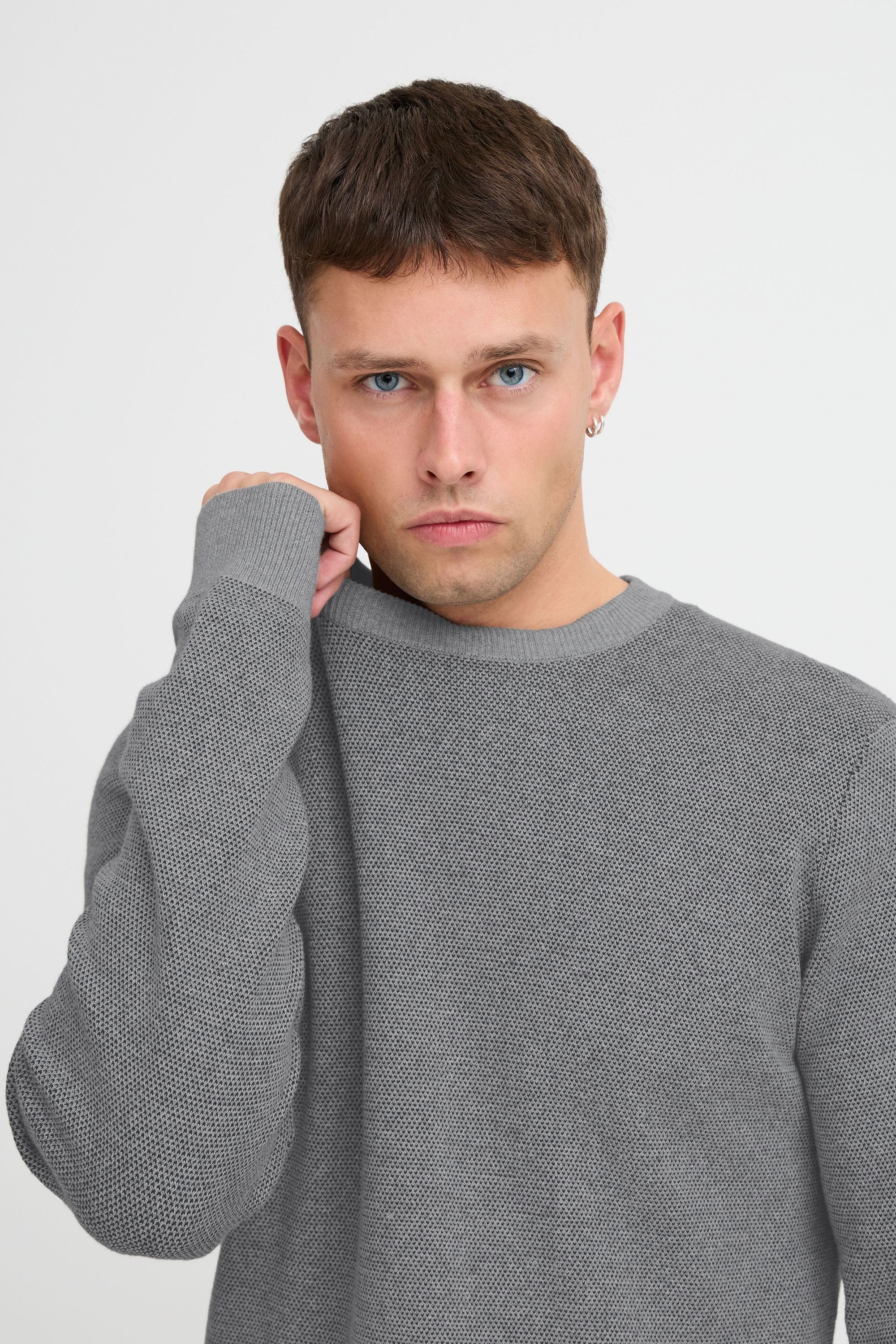Blend Strickpullover BHPullover Klassischer Grobstrickpullover mit Rundhalsausschnitt