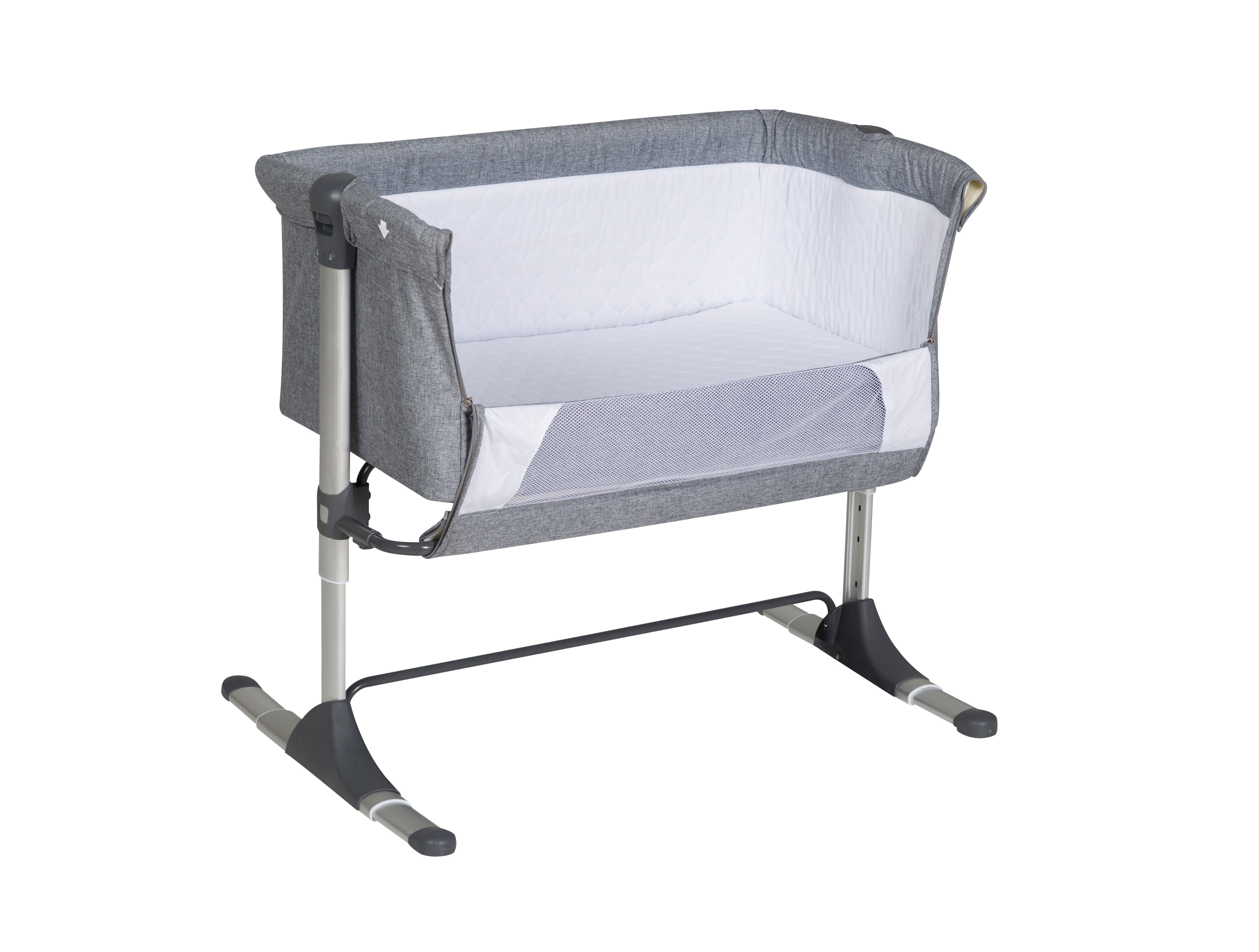 Schardt Baby-Reisebett Wiege / Beistellbett Joy Leinenstruktur hellgrau