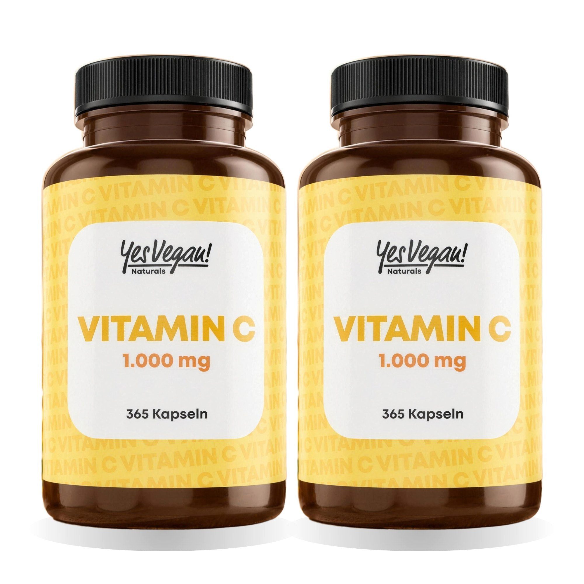 Yes Vegan Vitamin C 1000 mg hochdosiert, reine Ascorbinsäure Kapseln, 2 er Spar-Set à 365 St., vegan, laktosefrei, glutenfrei