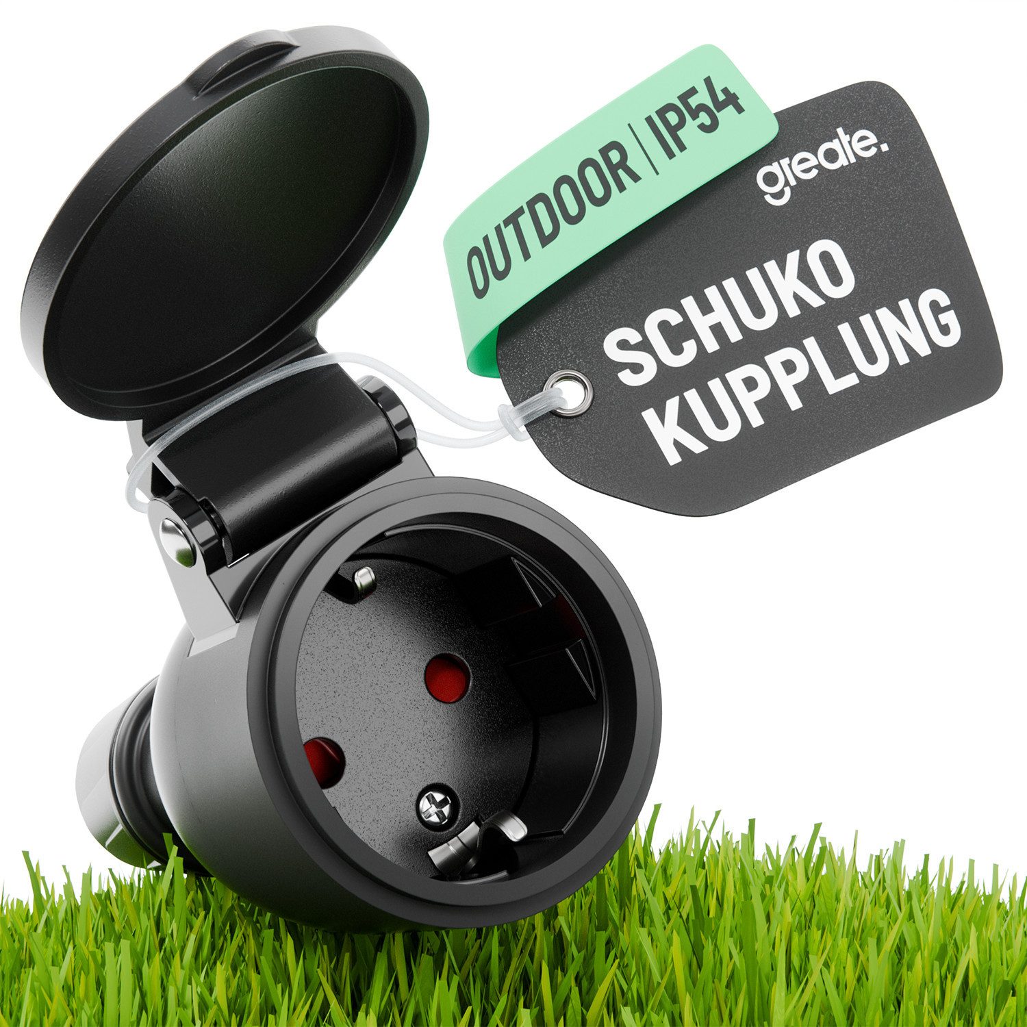 greate. Steckdose Schuko Kupplung 230V Aussenbereich IP54 Schukosteckdose Schukokupplung, 1-St.