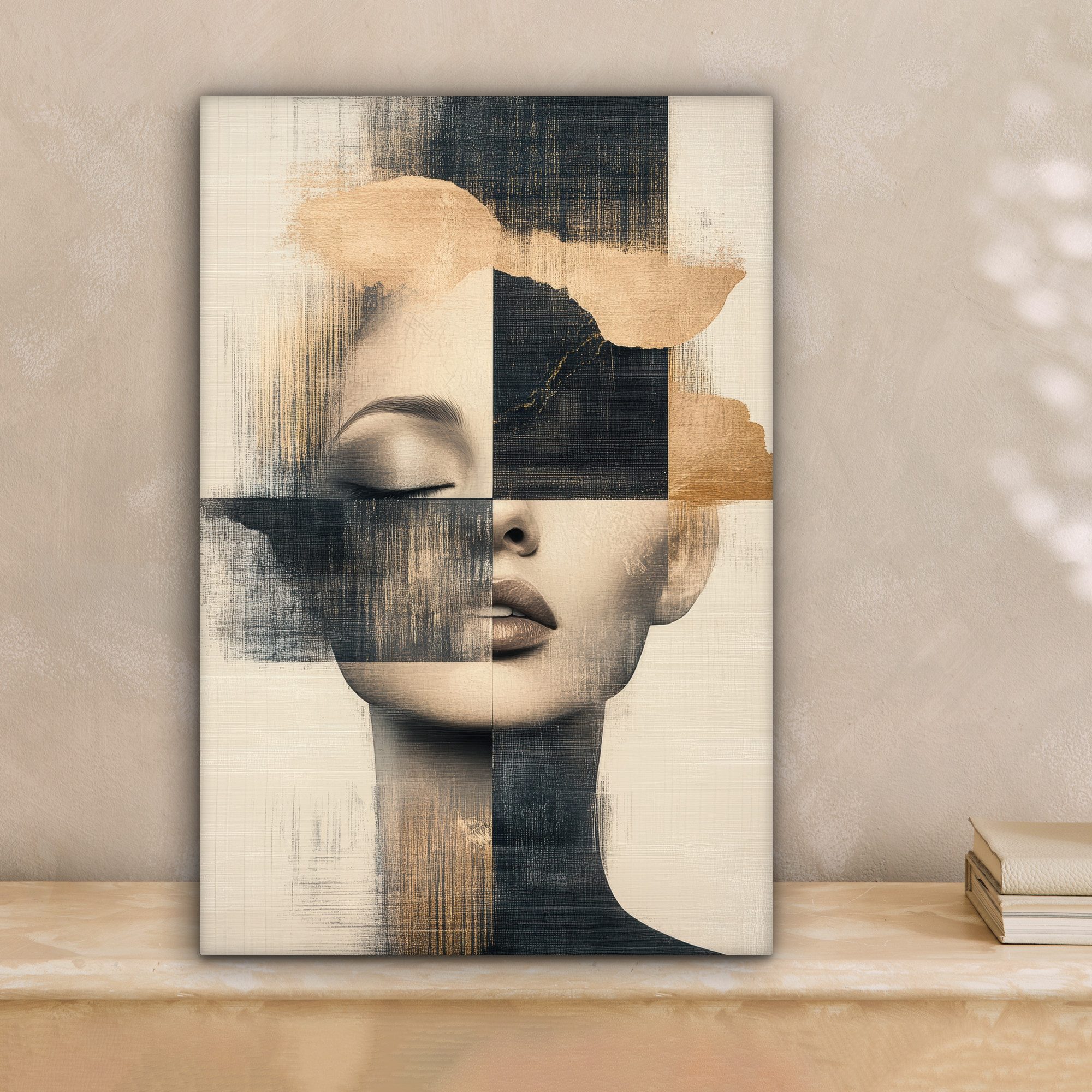 OneMillionCanvasses® Leinwandbild Gold - Frau - Rechtecke, Fotodruck (1 St) günstig online kaufen