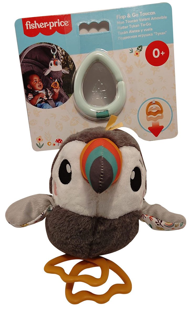 Fisher Price Plüschfigur Fisher Price - Plüsch-Tukan Flap & Go Tucan Babyspielzeug, Kinderwagen