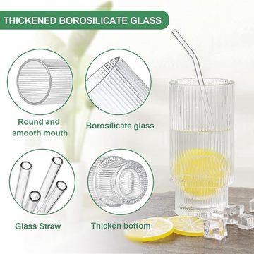 autolock Gläser-Set 4er Cocktail Gläser Set, 350ml Glas mit Strohhalm