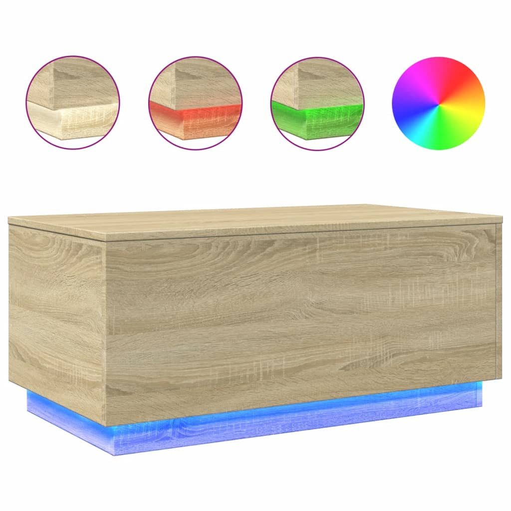 vidaXL Couchtisch Couchtisch mit LED-Leuchten Sonoma-Eiche 90x50x40 cm (1-S günstig online kaufen