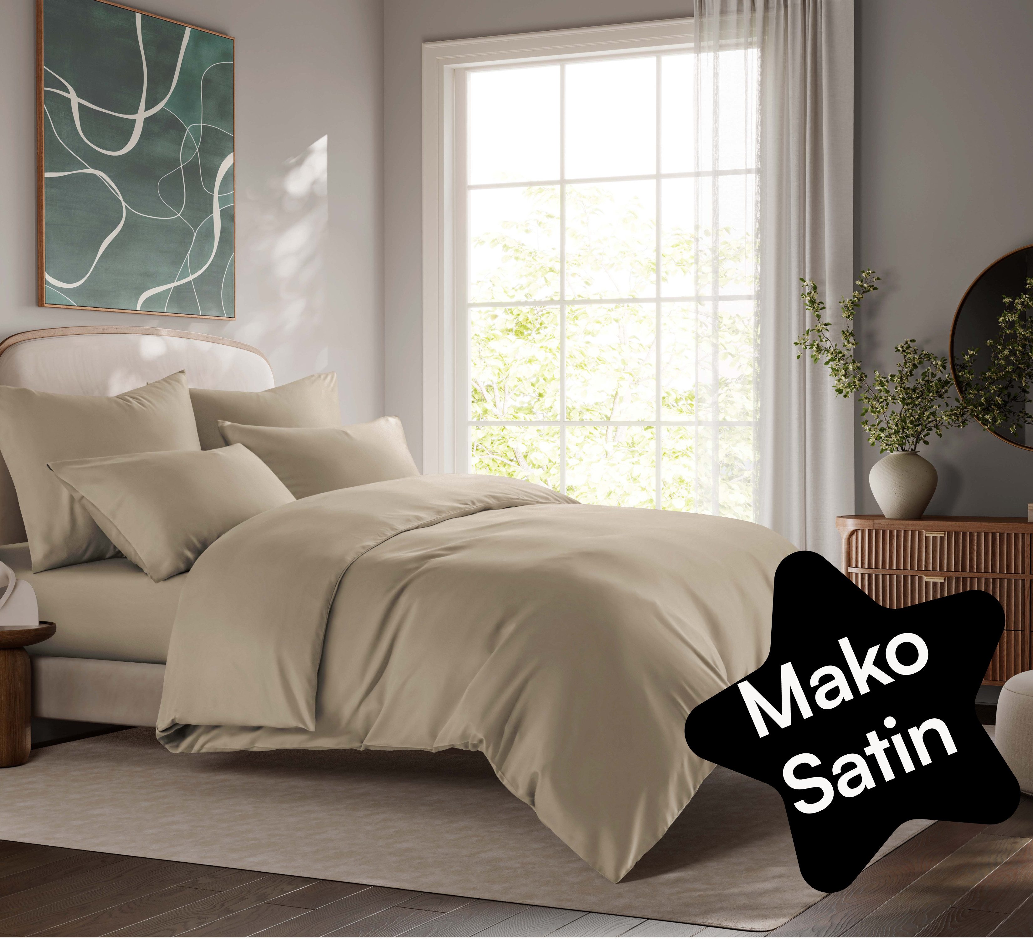 Seralino Bettwäsche Mako Satin Bettwäsche (100% Bio Baumwolle) mit Kissenbezug, 3 teilig, Fairtrade/ GOTS zertifiziert, uni Bettwäsche Set mit Reißverschluss
